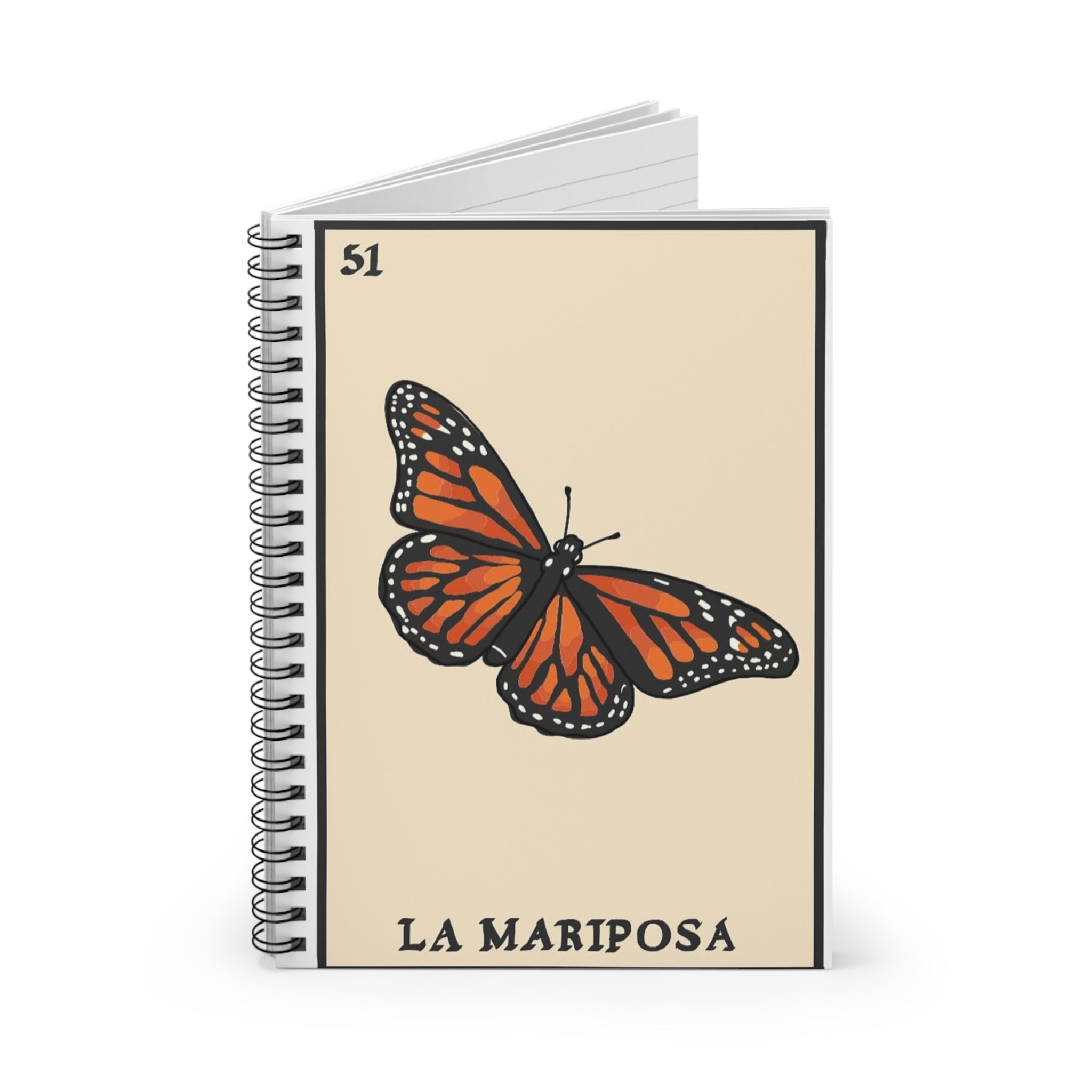 Vintage Loteria La Mariposa Monarch Butterfly Spiral Notebook | Vintage Ruled Journal | Artist Sketchbook