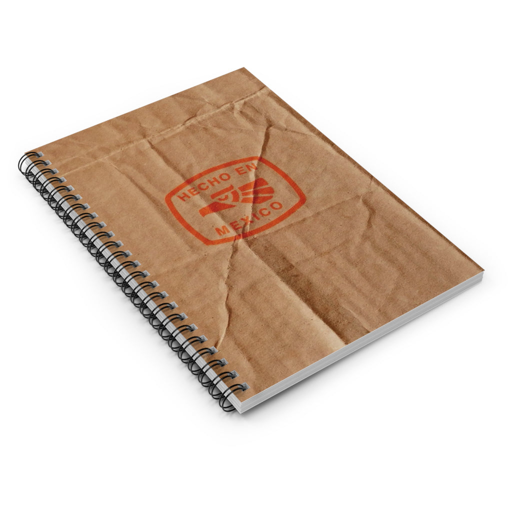 Hecho en Mexico stamp Notebook | Kraft paper crinkle cover, ruled spiral notebook | Artist Sketchbook | Mexican gifts