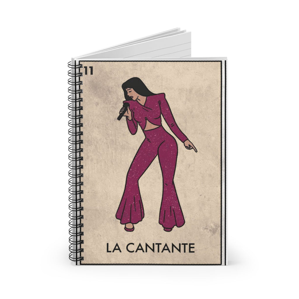Vintage Loteria Selena La Cantante singer illustration Spiral Notebook | Lotería style ruled journal | Artist Sketchbook