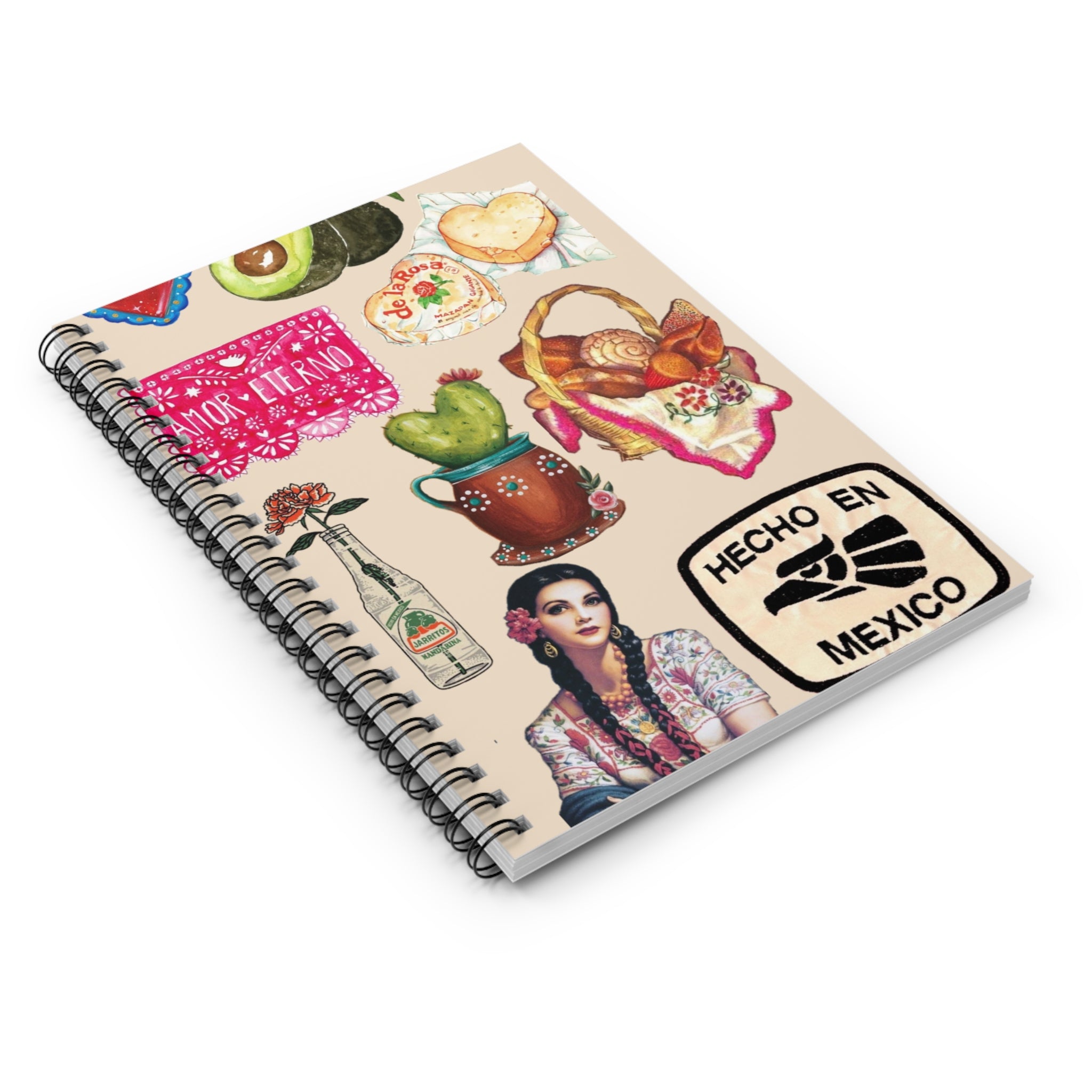 Mexican Folk Collage Spiral Notebook | Artist Sketchbook | Mexican Art Ruled Journal | Latina Gifts | Sketchbook