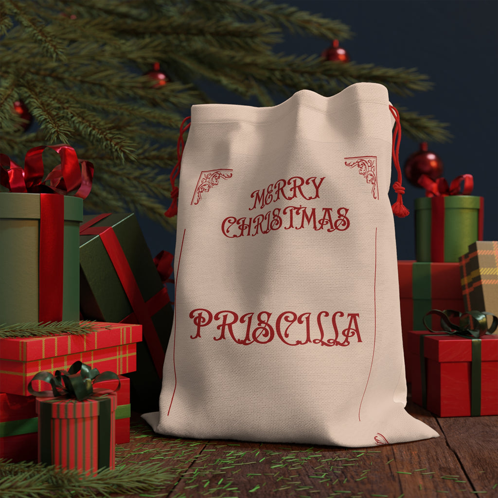 Personalized Merry Christmas Gift Bag | Santa Claus Drawstring Bag