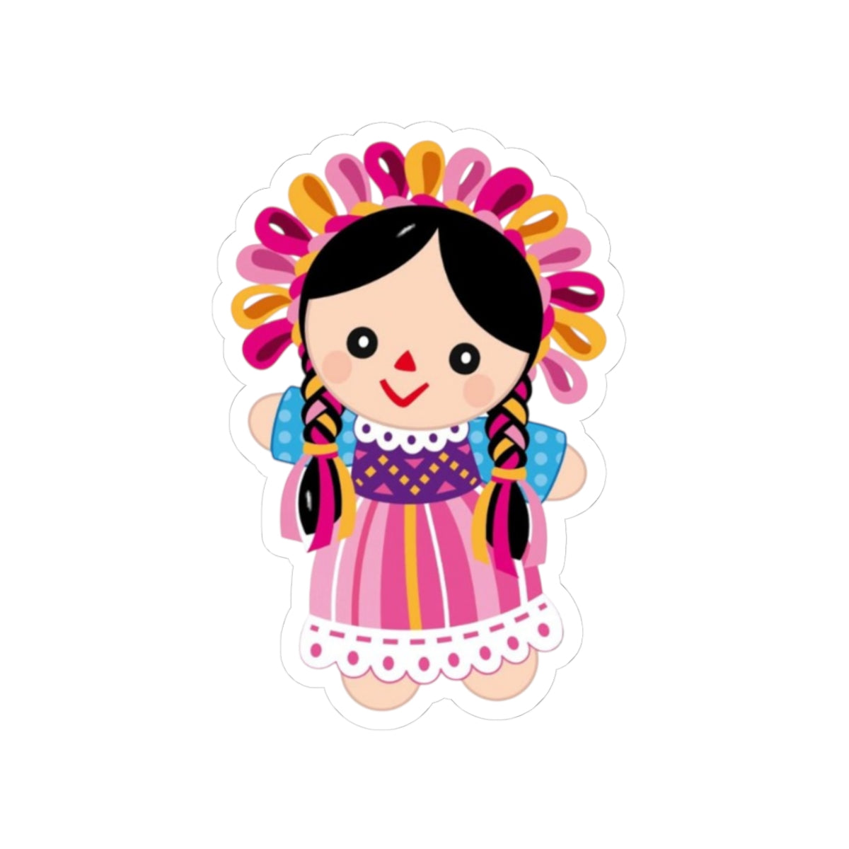 Cute mexican dolls Kiss-Cut Stickers | water bottle sticker, kindle sticker, laptop decal, luggage stickers, reaction stickers,pink stickers