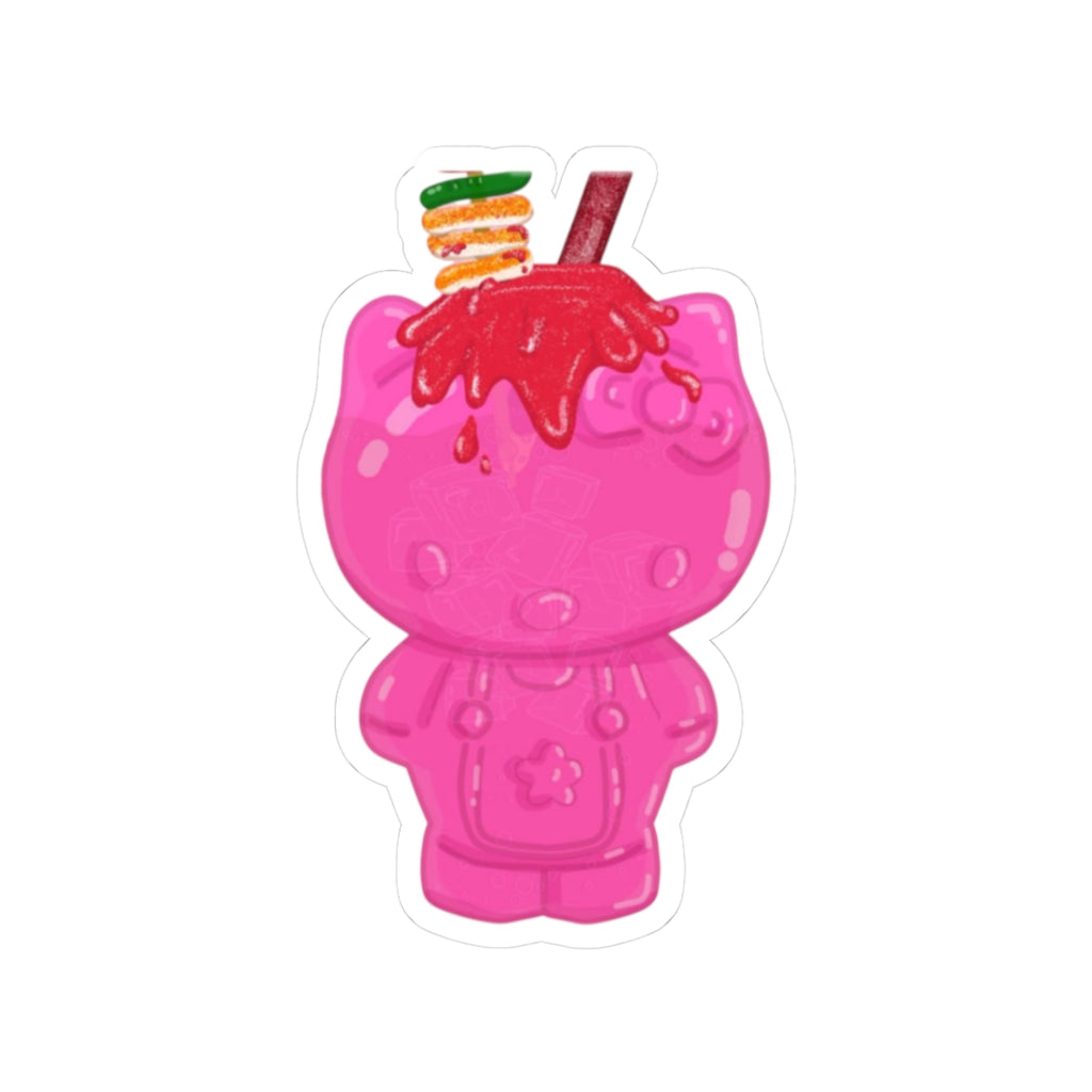 Pink kitty candy Kiss-Cut Stickers | water bottle sticker, kindle sticker, laptop decal, luggage stickers, reaction stickers, pink stickers
