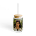 Frida Kahlo Jungle Portrait Sipper Glass | 16oz | Feminist Art Cup | Frida | Boho Mexican Folk Art | Authentic Gifts
