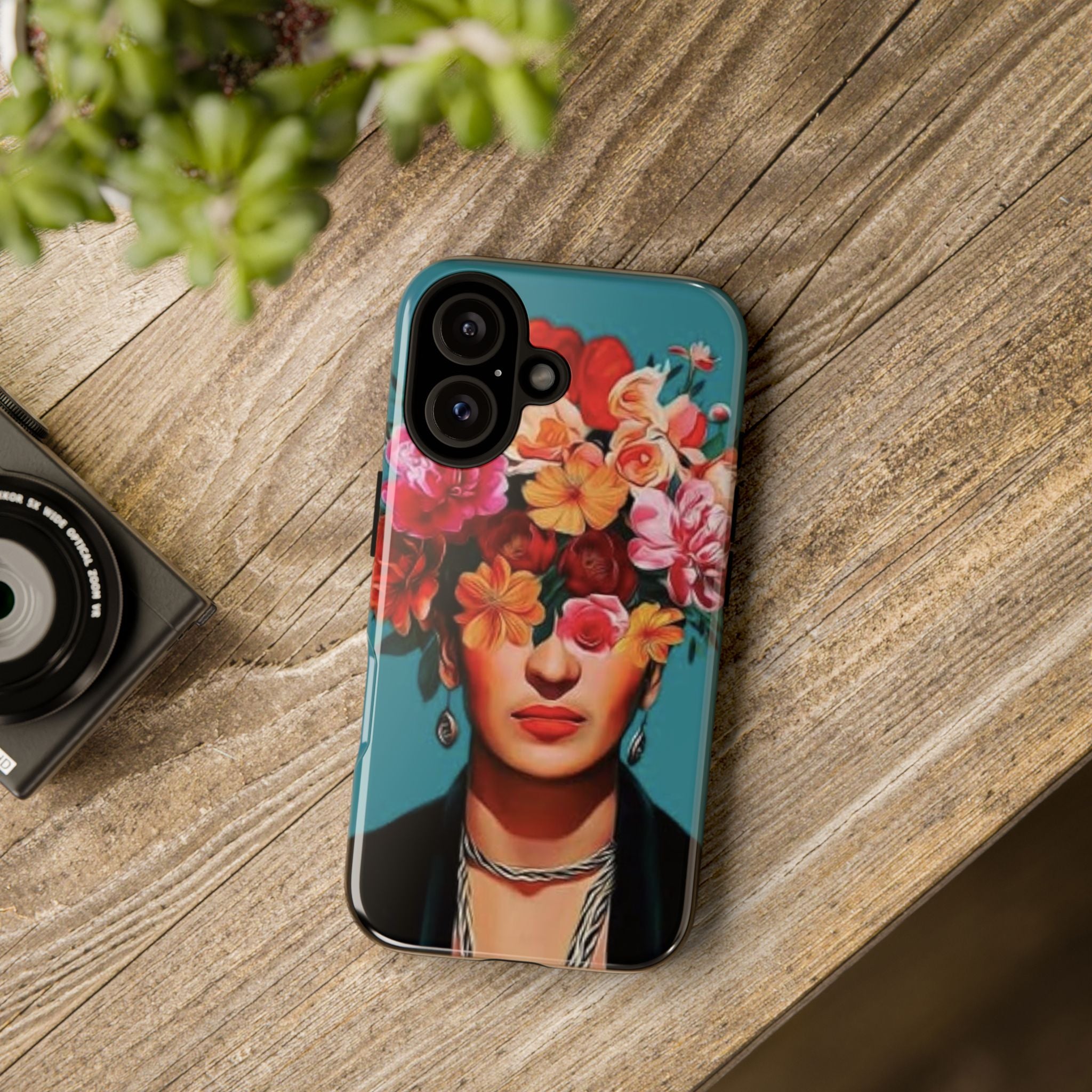 Frida Kahlo Floral Portrait Phone Case | Frida-inspired flower crown iPhone cover | Custom iphone case