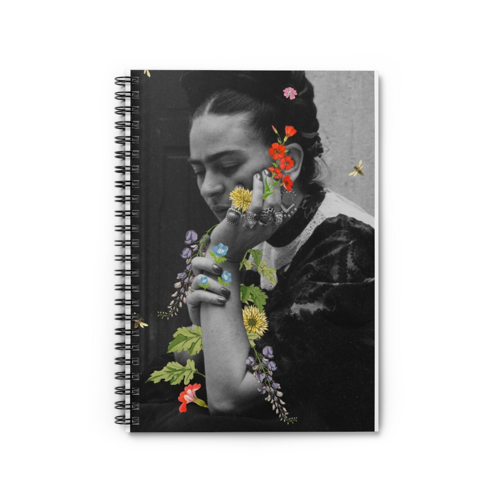 Floral Portrait Spiral Notebook | Frida Ruled Notebook | Frida Kahlo Artist Sketchbook | Mexican Gifts | Artist