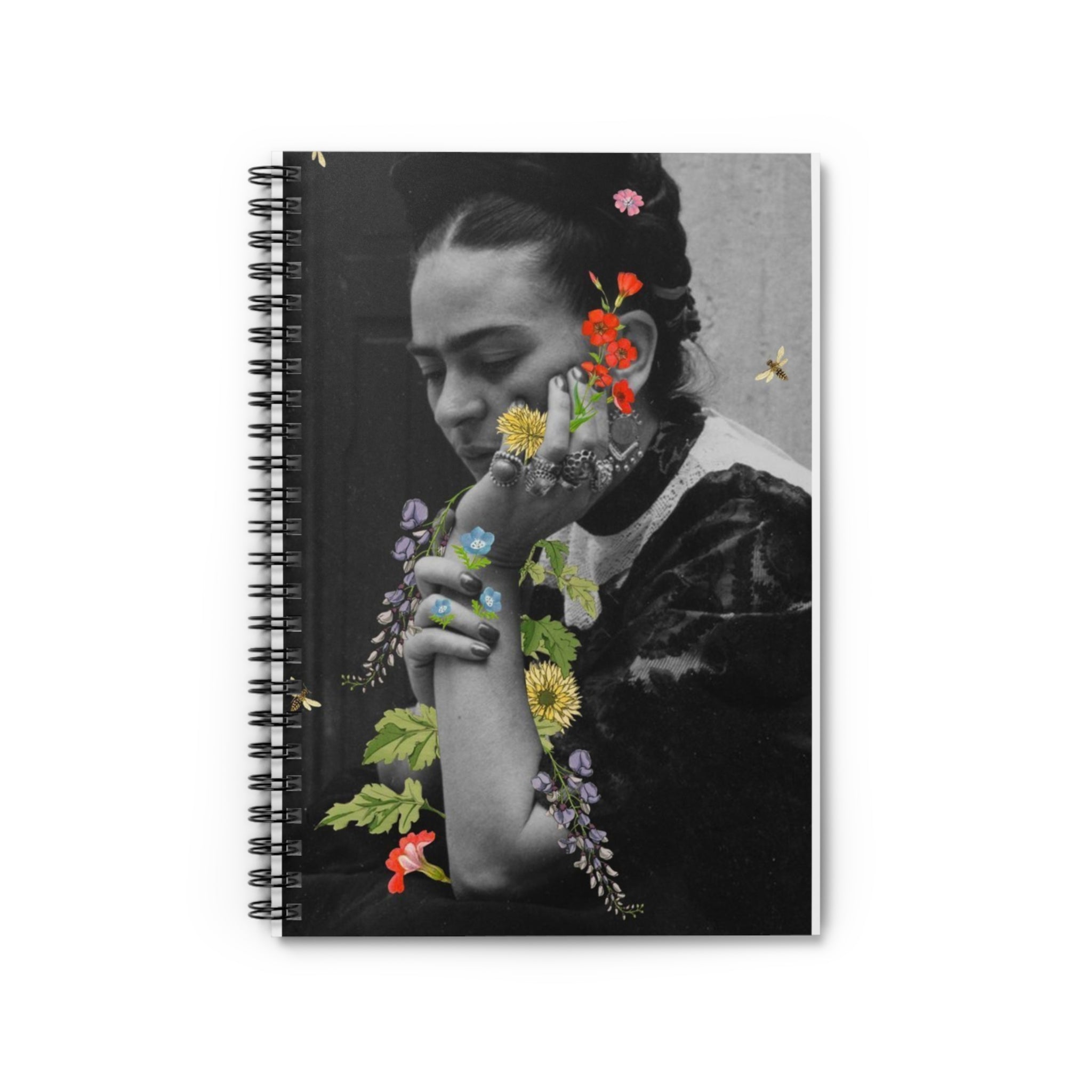 Floral Portrait Spiral Notebook | Frida Ruled Notebook | Frida Kahlo Artist Sketchbook | Mexican Gifts | Artist