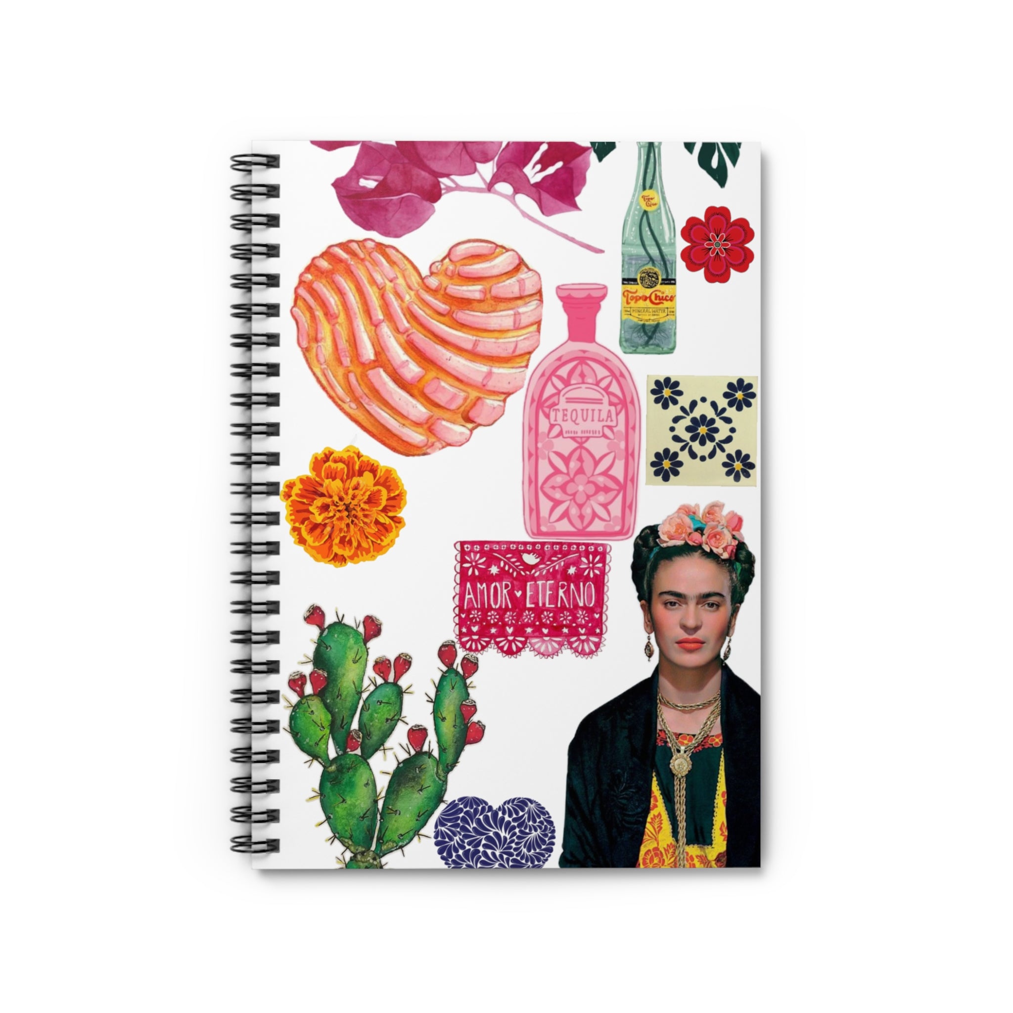 Frida Kahlo Collage Spiral Notebook | Ruled Journal | Artist Journal | Mexican Art Notebook | Latina Gifts