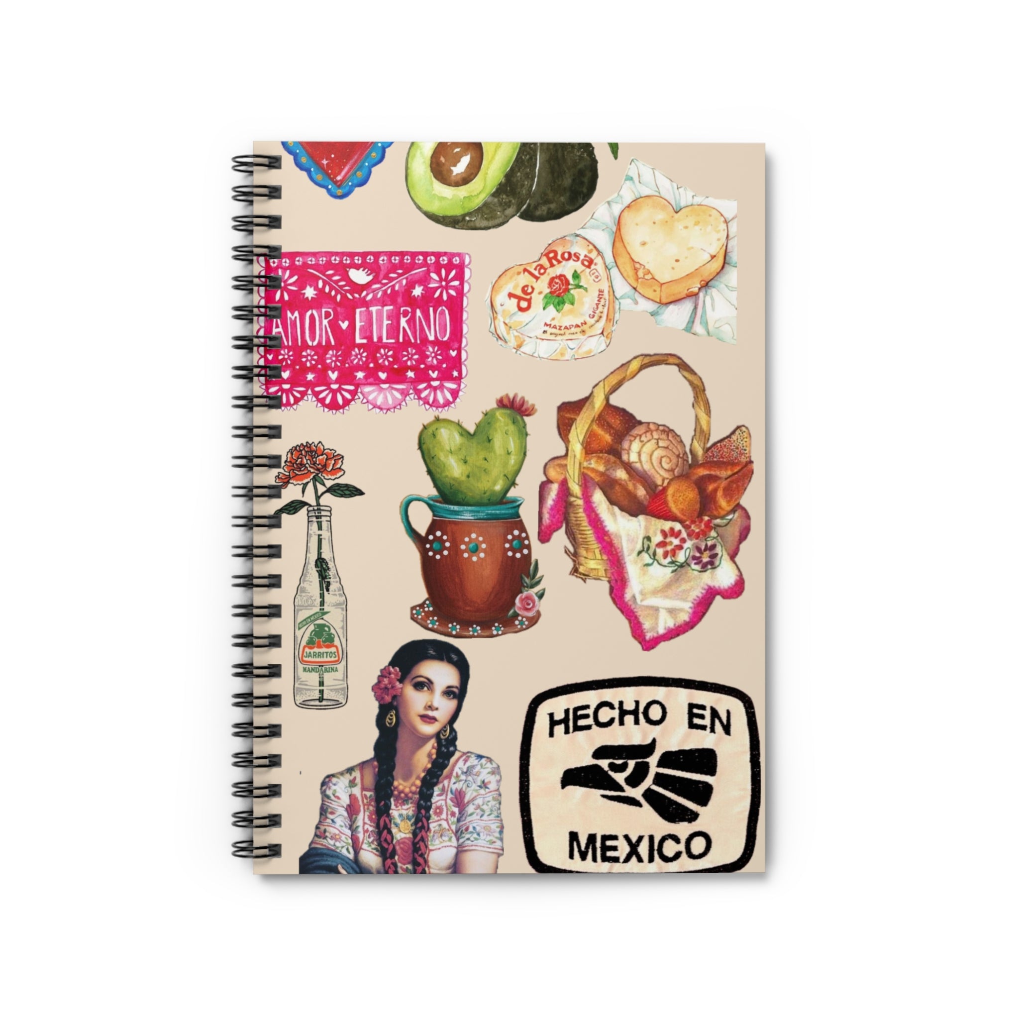 Mexican Folk Collage Spiral Notebook | Artist Sketchbook | Mexican Art Ruled Journal | Latina Gifts | Sketchbook