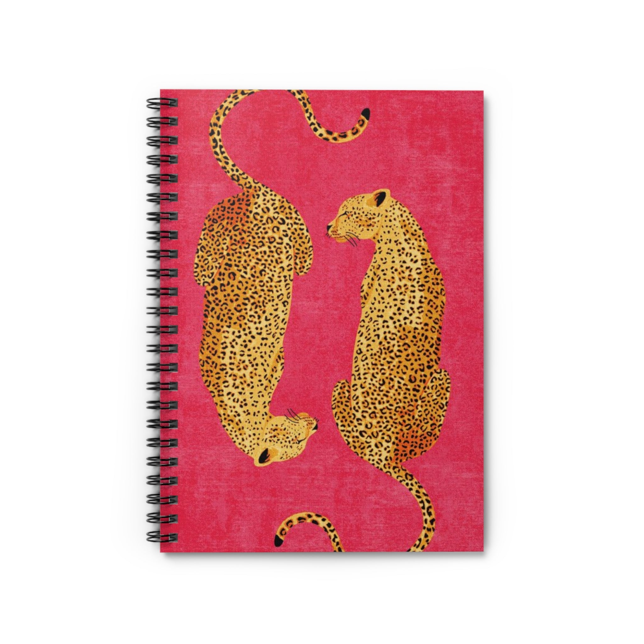 Red Vintage Leopard Duo Notebook | Spiral Ruled Journal, Leopard Print | Artist Sketchbook | Vintage