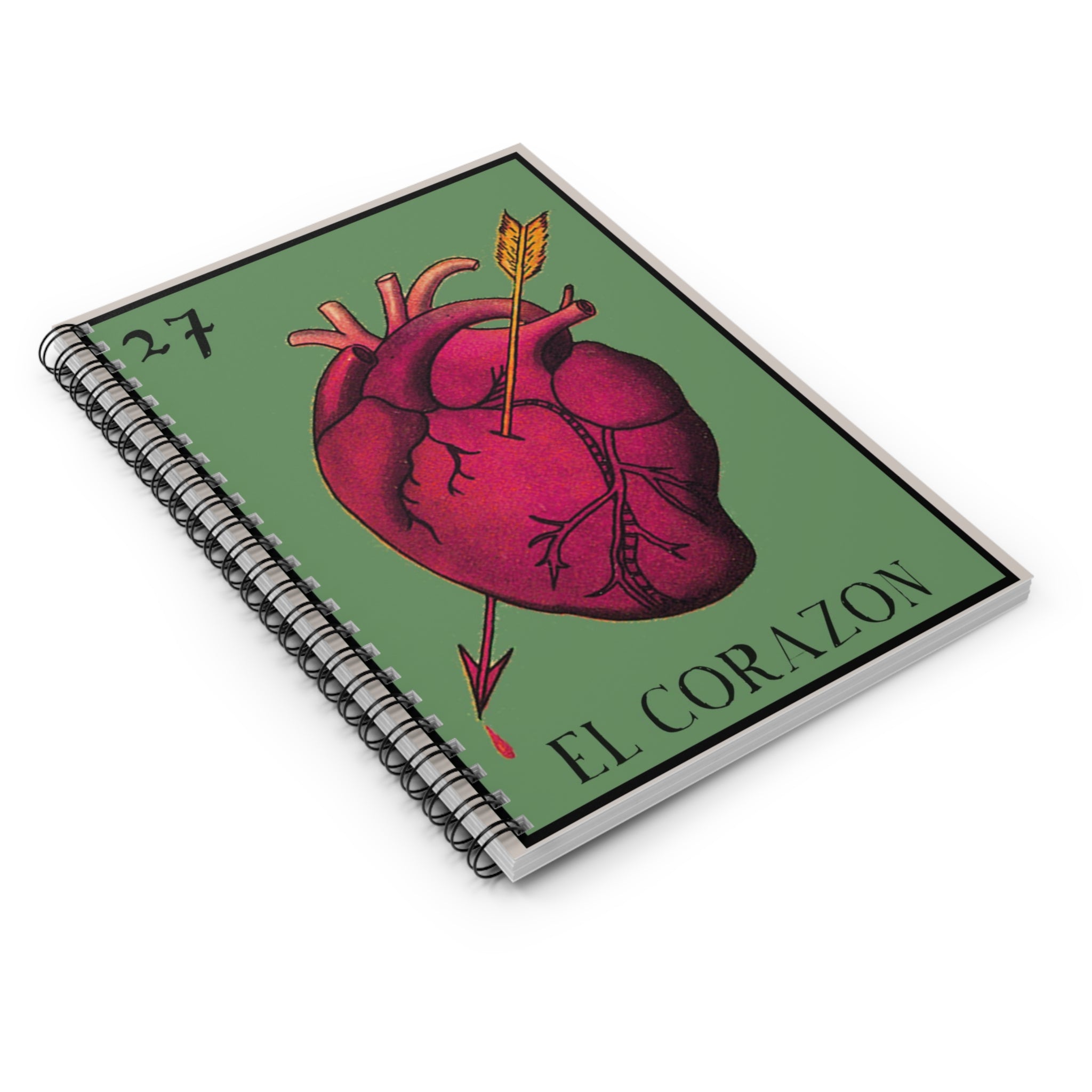Vintage Loteria El Corazon anatomical heart notebook | Spiral ruled journal | Artist Sketchbook