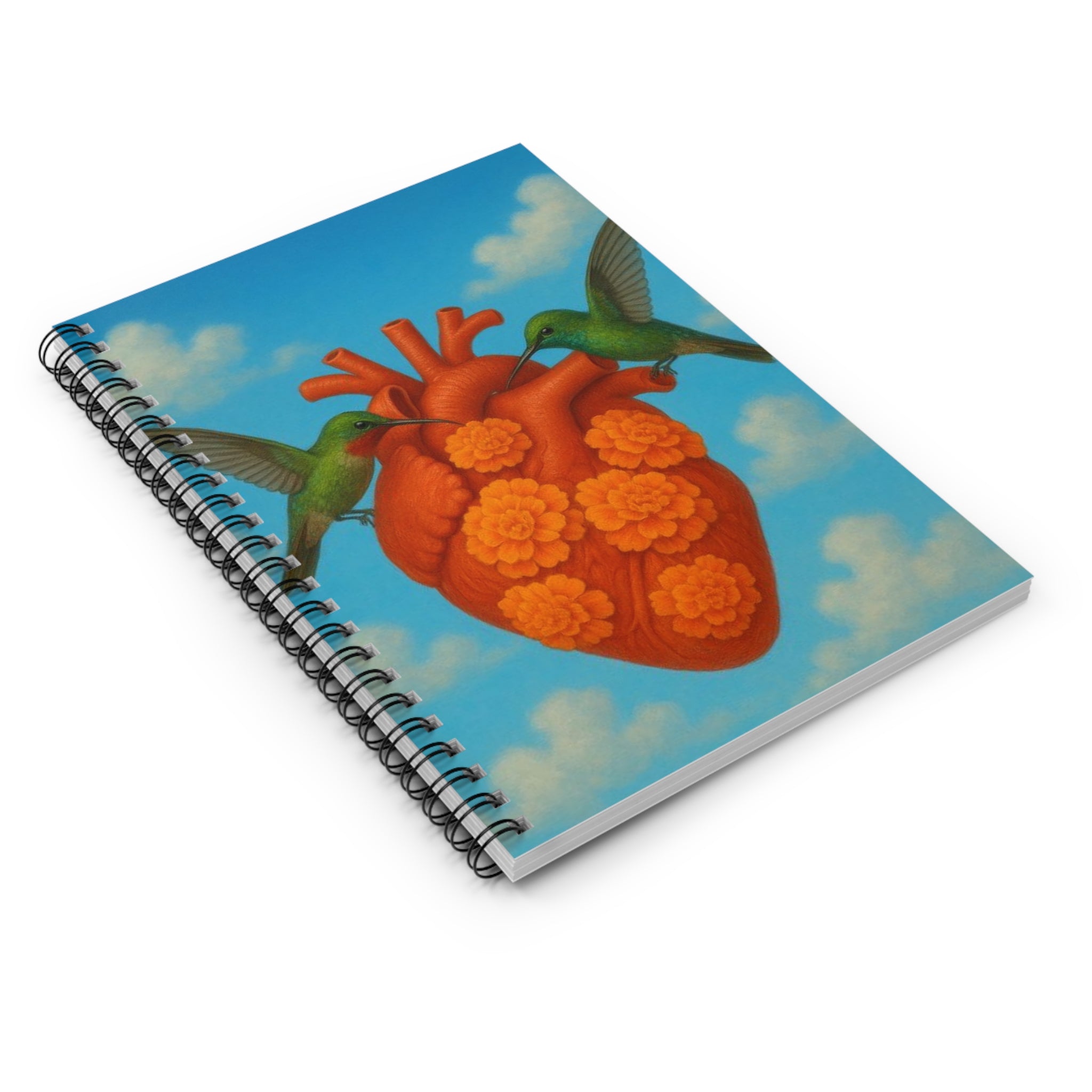 Floral Heart with Hummingbirds Spiral Notebook | Hummingbird Notebook | Vintage bird notebook | Artist notebook