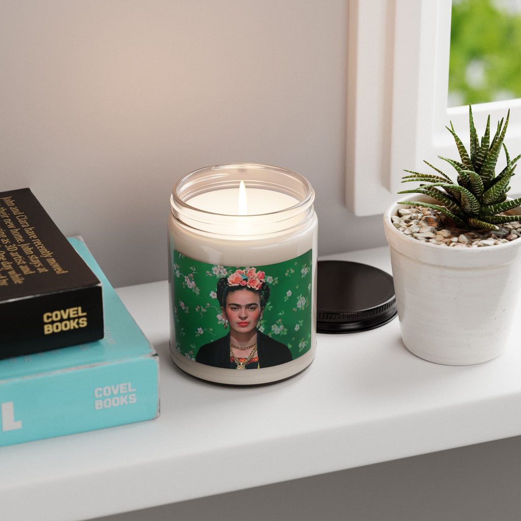 Frida Kahlo Floral Crown Portrait Candle | Authentic Frida Kahlo Organic Soy Candle | Latina Gifts | Mexican Candle | Mexican Gifts