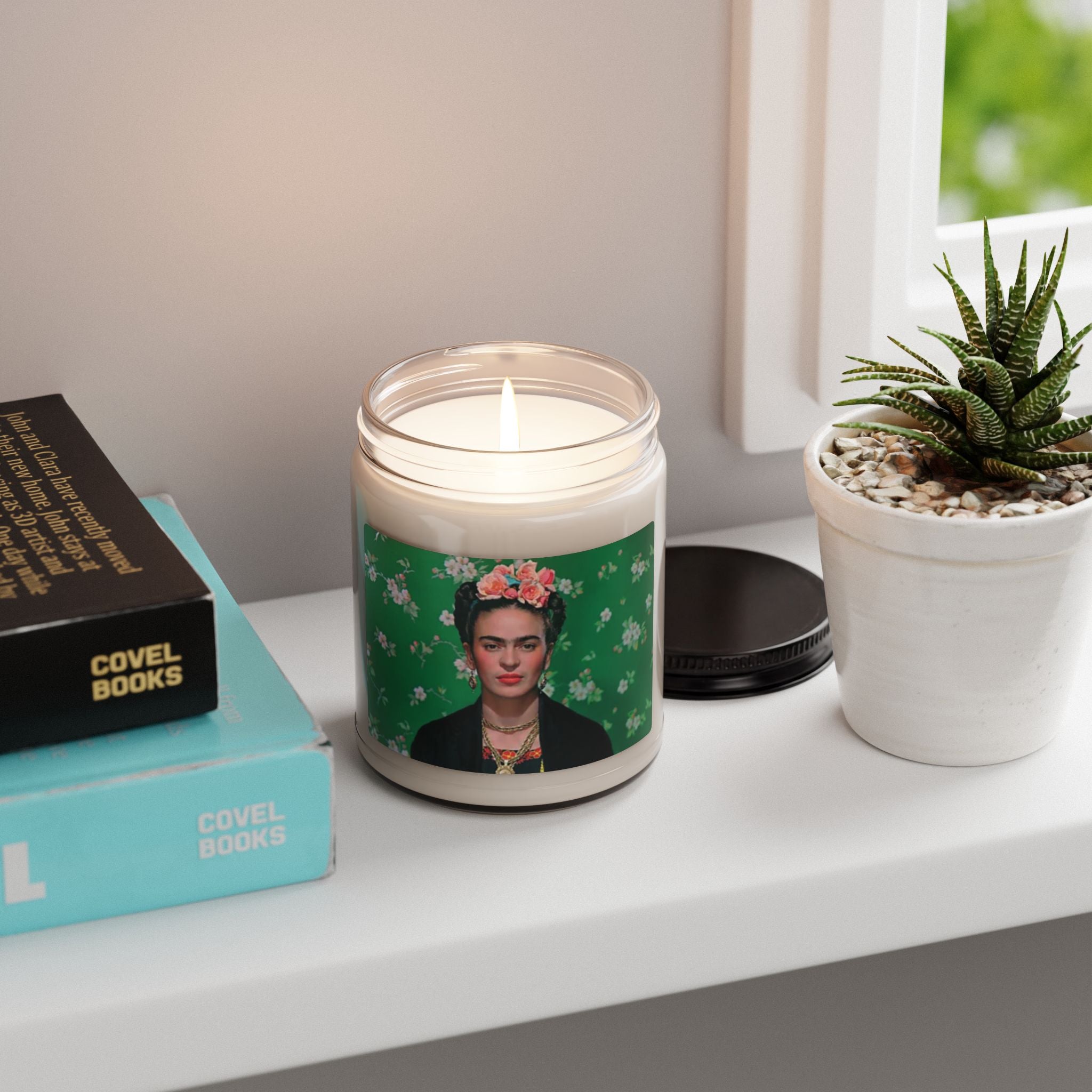 Frida Kahlo Floral Crown Portrait Candle | Authentic Frida Kahlo Organic Soy Candle | Latina Gifts | Mexican Candle | Mexican Gifts