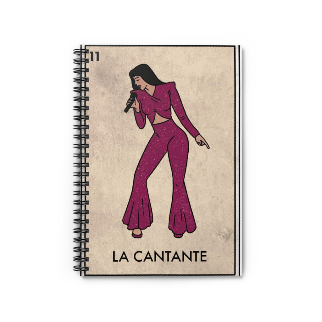 Vintage Loteria Selena La Cantante singer illustration Spiral Notebook | Lotería style ruled journal | Artist Sketchbook