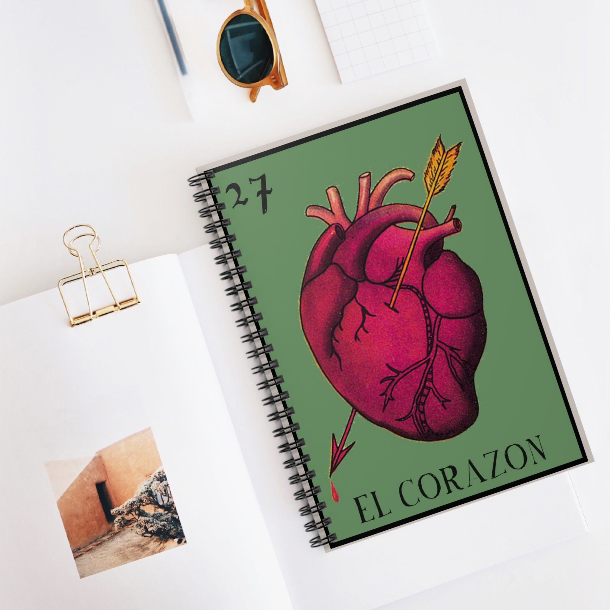 Vintage Loteria El Corazon anatomical heart notebook | Spiral ruled journal | Artist Sketchbook