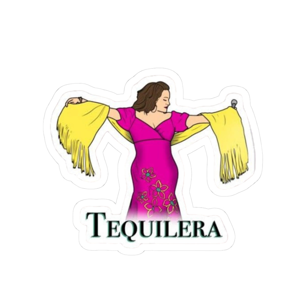 Tequilera Jenni Kiss-Cut Stickers | mexican water bottle sticker, kindle sticker, laptop decal, luggage stickers, latina stickers