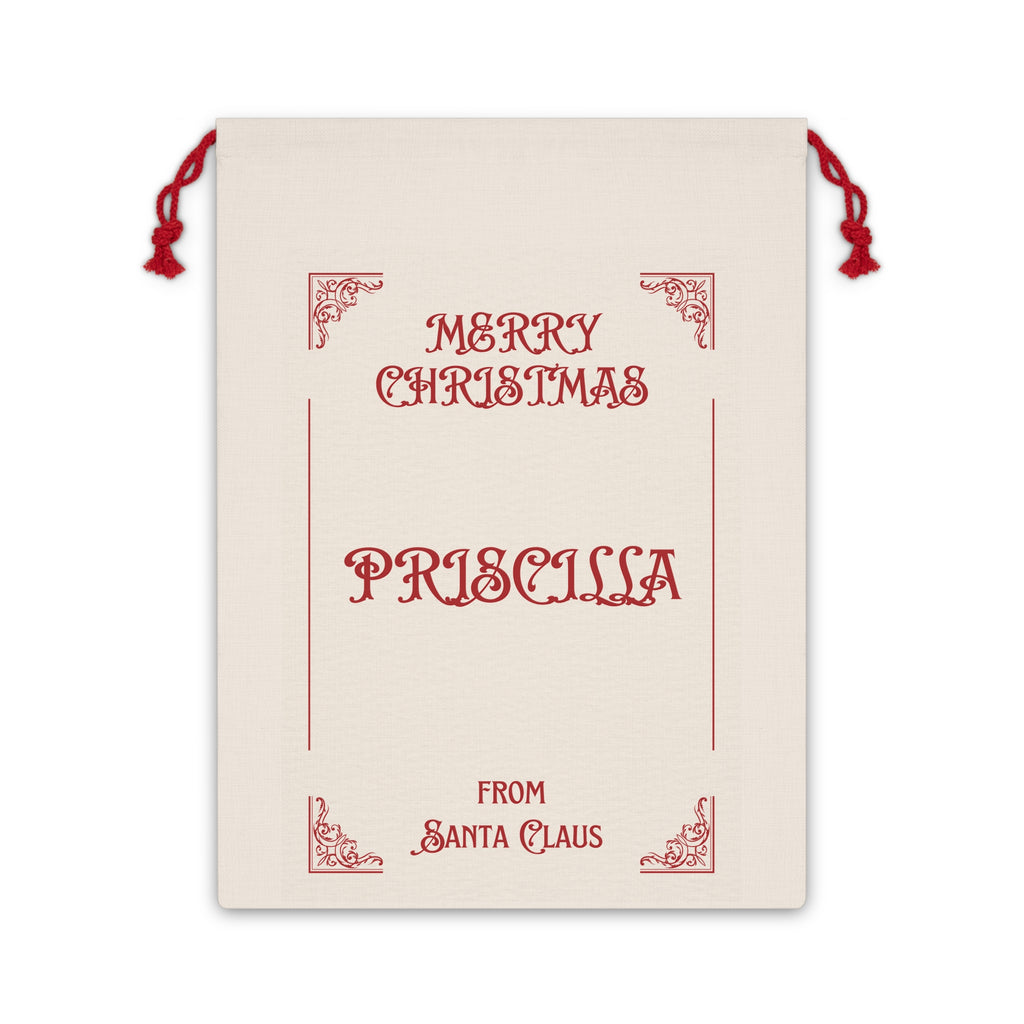 Personalized Merry Christmas Gift Bag | Santa Claus Drawstring Bag
