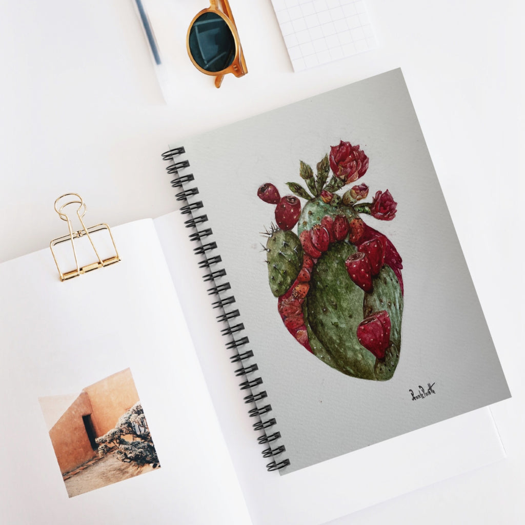 Cactus Heart Spiral Notebook | Ruled Spiral Notebook, Botanical Illustration | Boho | Latin Artist Sketchbook