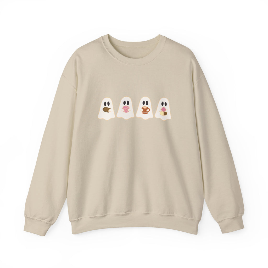 Cefecito Ghost Unisex Crewneck Sweatshirt, cafecito y chisme, cafecito y panesito, cute ghost christmas sweater, halloween ghost sweater
