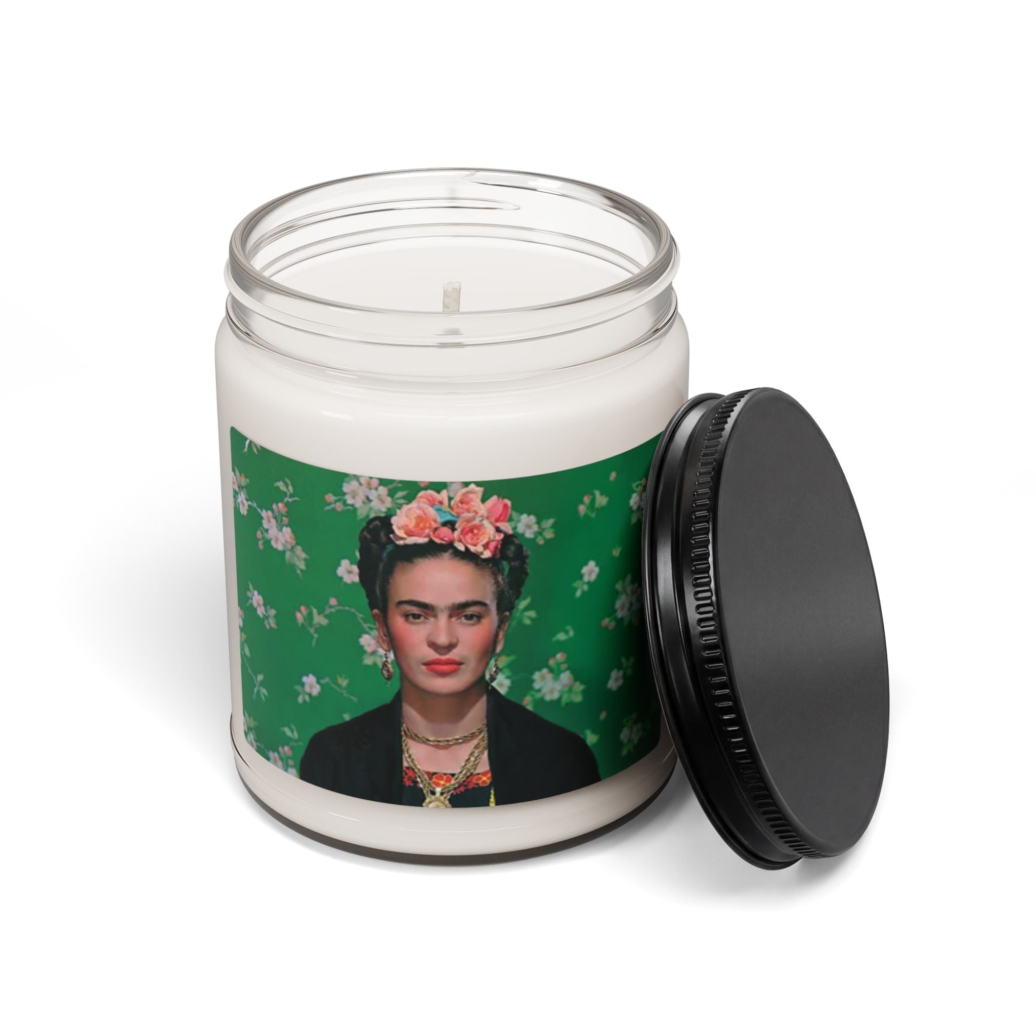 Frida Kahlo Floral Crown Portrait Candle | Authentic Frida Kahlo Organic Soy Candle | Latina Gifts | Mexican Candle | Mexican Gifts
