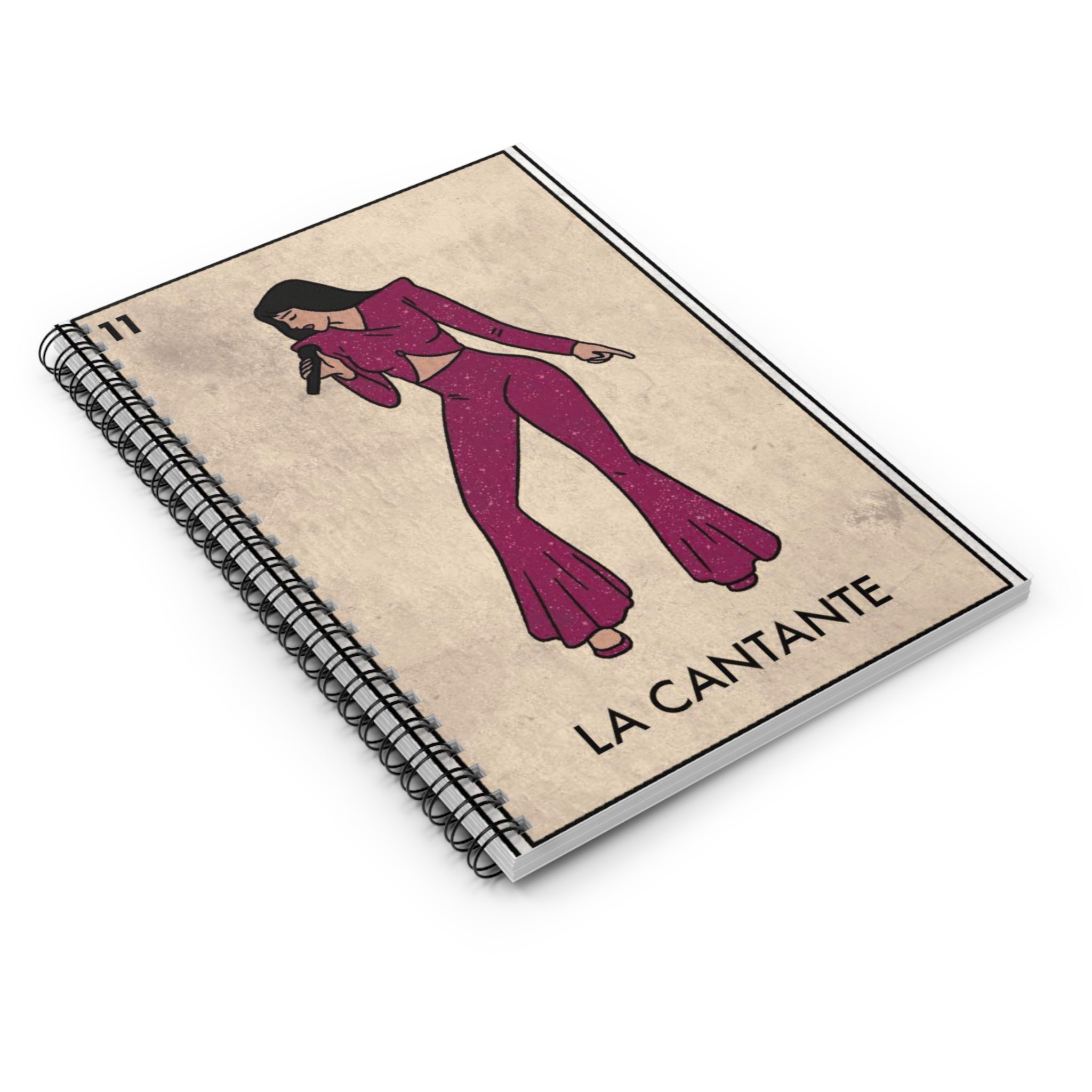 Vintage Loteria Selena La Cantante singer illustration Spiral Notebook | Lotería style ruled journal | Artist Sketchbook