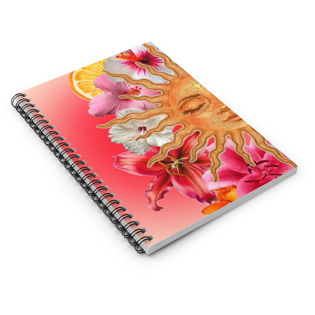 Sun and Tropical Flowers Spiral Notebook | Floral Sun Journal