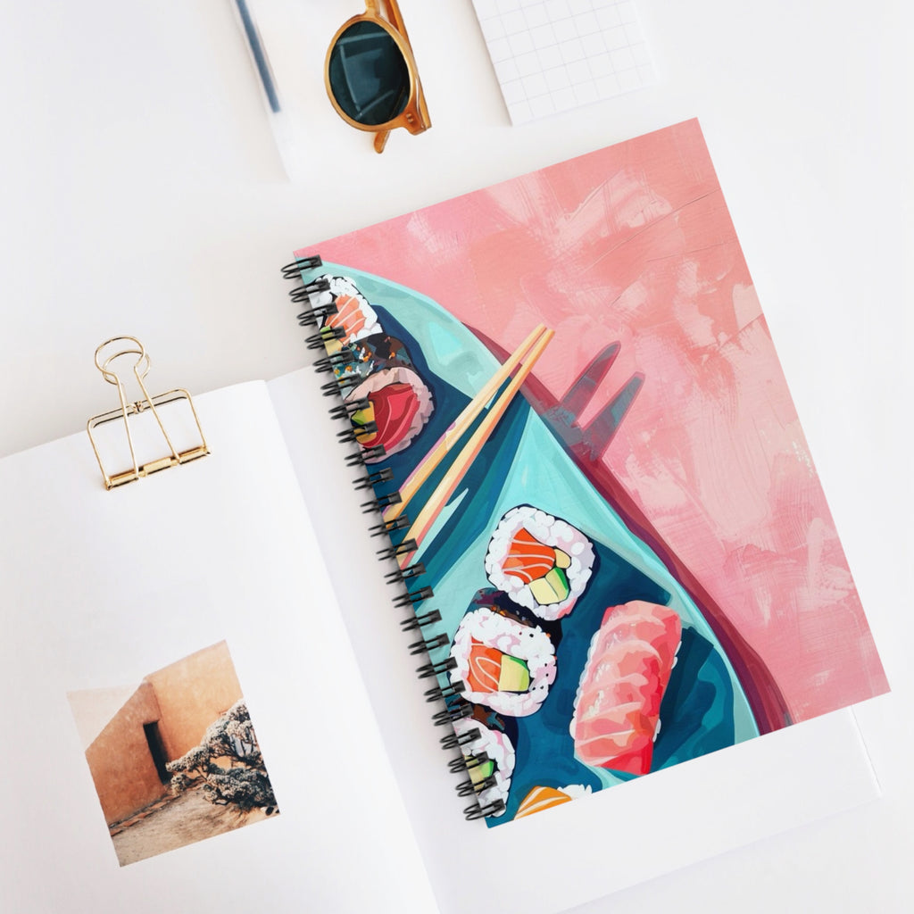 Sushi Plate Spiral Notebook | Sushi Notebook | Artist Notebook | Summer Journal | Ruled Lined Journal
