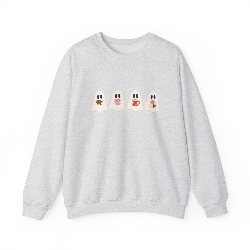 Cefecito Ghost Unisex Crewneck Sweatshirt, cafecito y chisme, cafecito y panesito, cute ghost christmas sweater, halloween ghost sweater