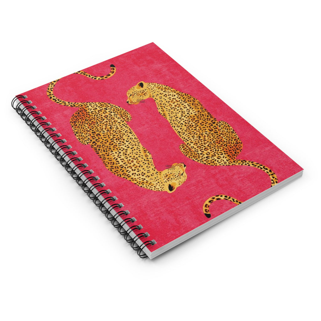 Red Vintage Leopard Duo Notebook | Spiral Ruled Journal, Leopard Print | Artist Sketchbook | Vintage