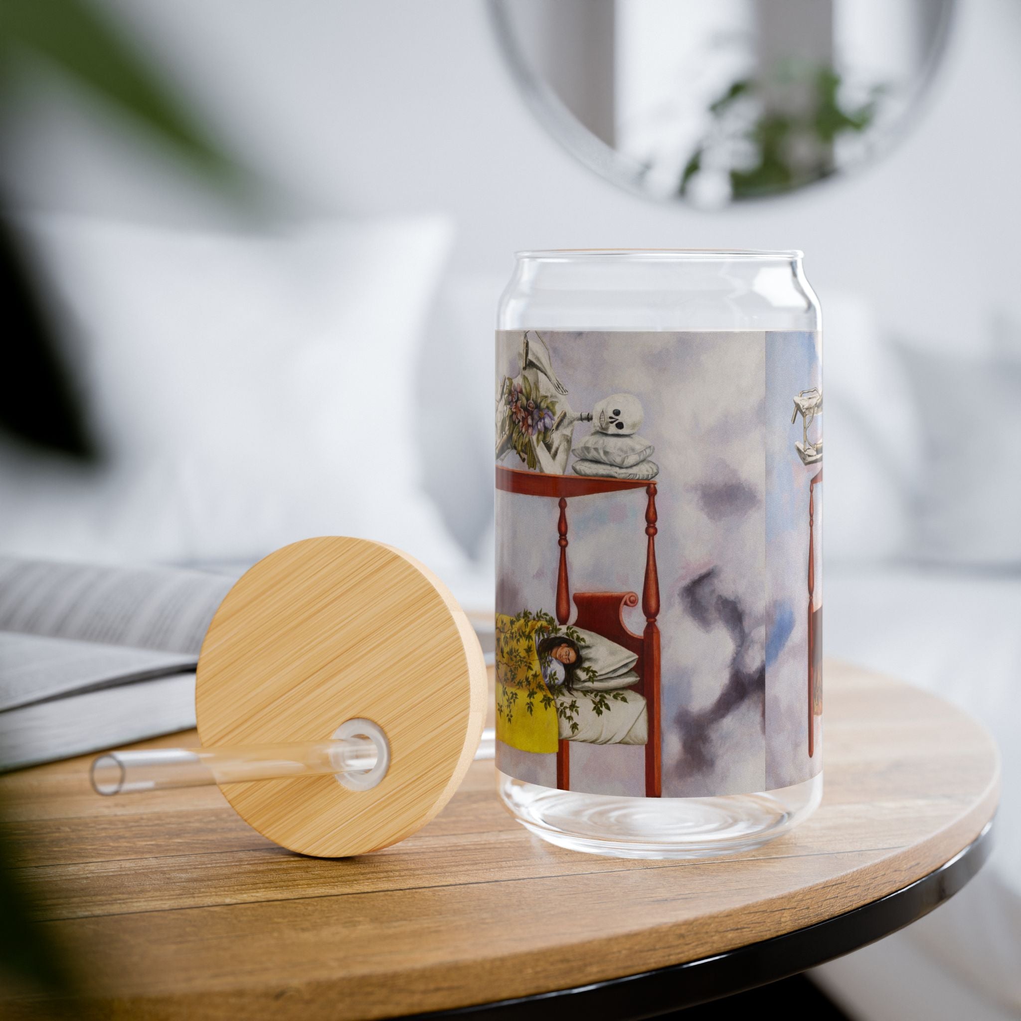 Frida Kahlo El Sueno Portrait Sipper Glass | 16oz | Feminist Art Cup | Frida | Boho Mexican Folk Art | Authentic Gifts