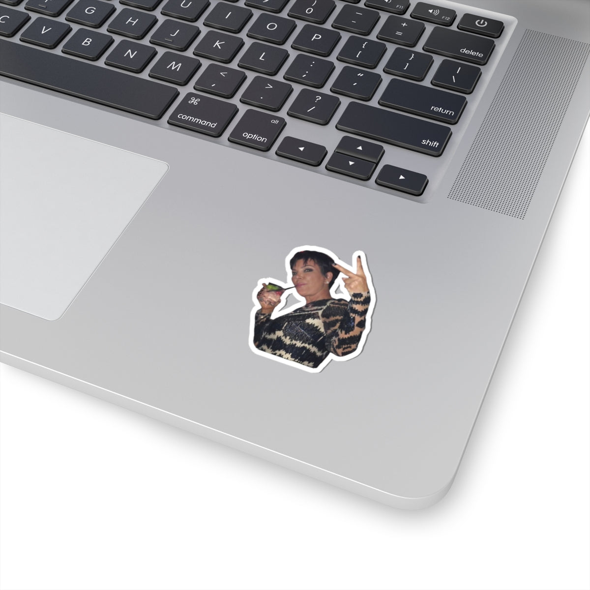 Kris with Drink Kiss-Cut Sticker | water bottle sticker, kindle sticker, laptop decal, luggage sticker, trendy stickers, Mexican stickers