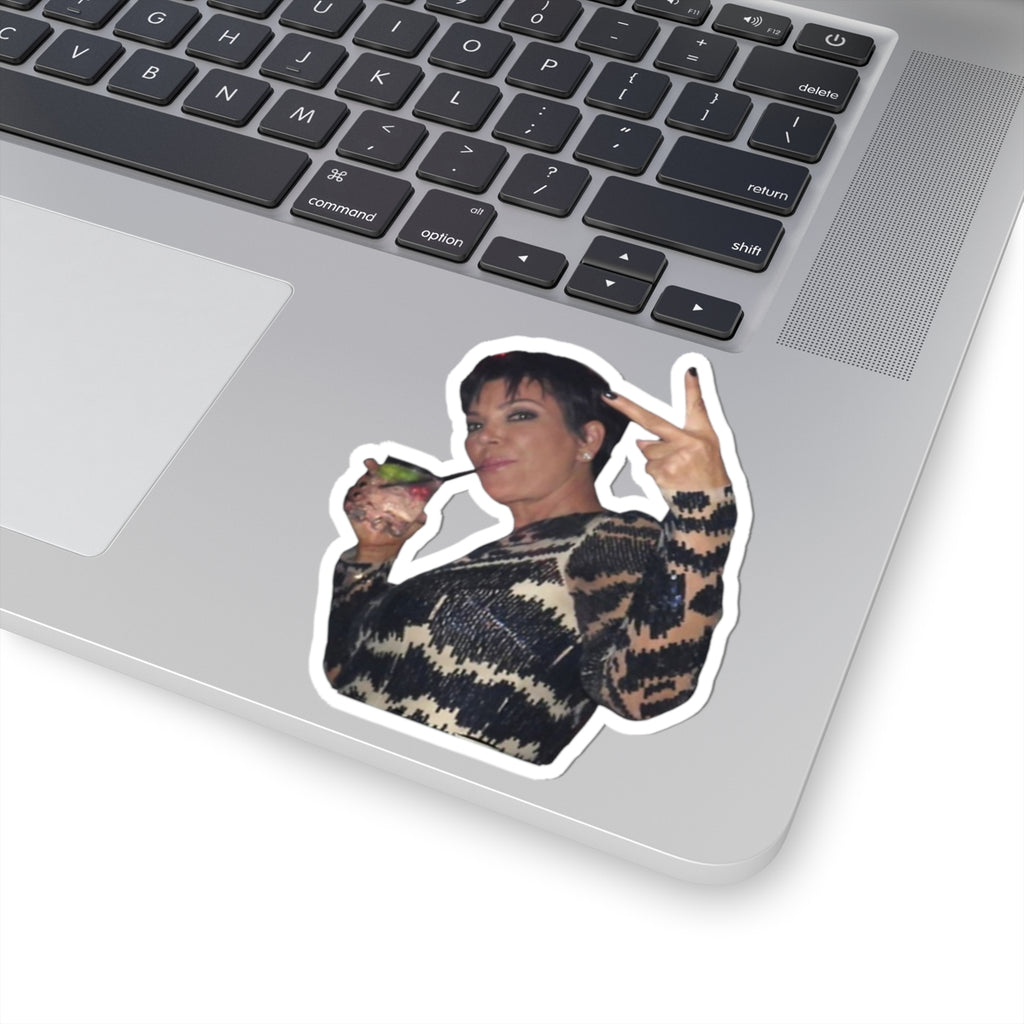 Kris with Drink Kiss-Cut Sticker | water bottle sticker, kindle sticker, laptop decal, luggage sticker, trendy stickers, Mexican stickers