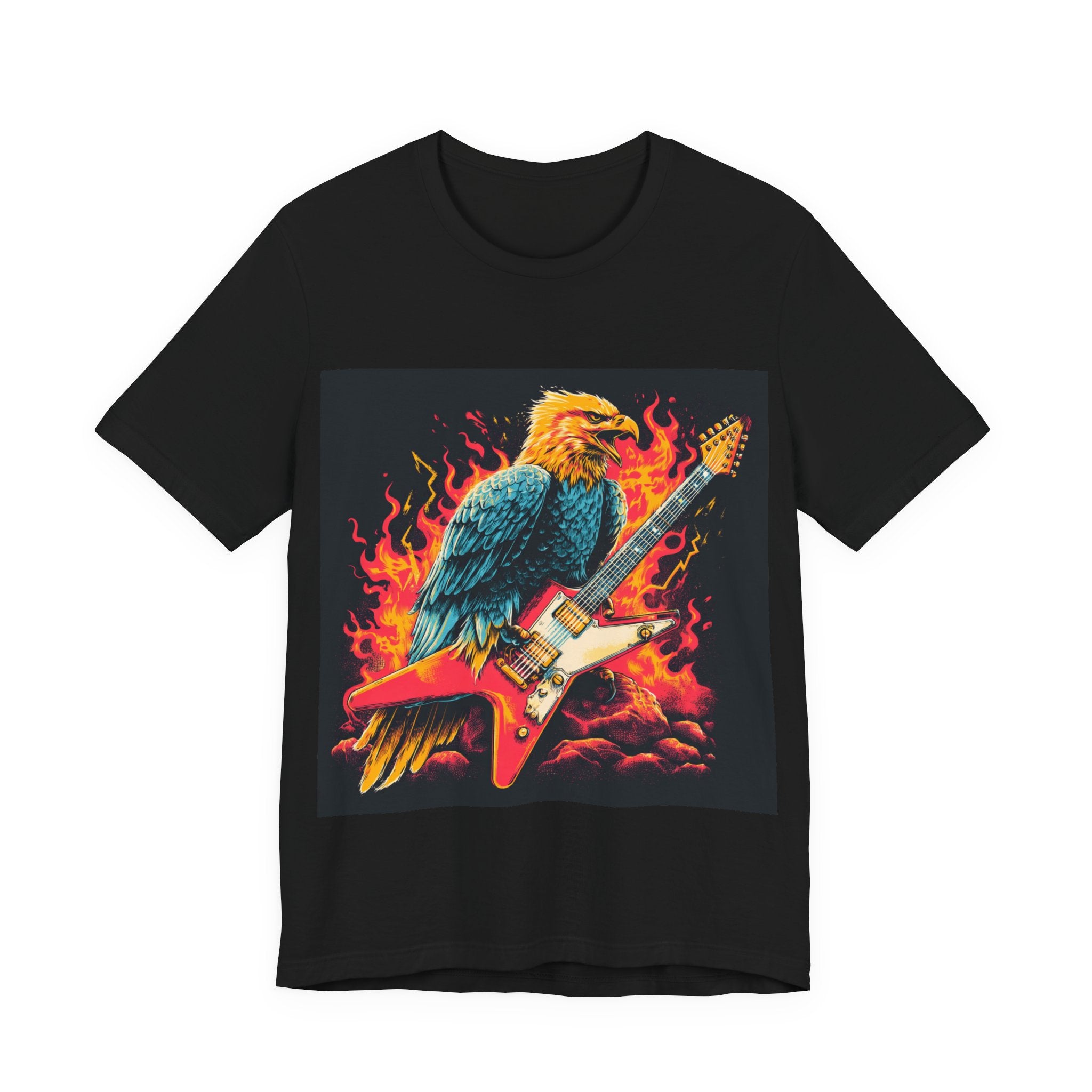 Rock and Roll Eagle with Guitar Shirt | Rock Music | Funny Humor Tees | Dad Gifts | Funny Dad Joke Gifts | Fathers Day Gifts | Tiktok Shirts