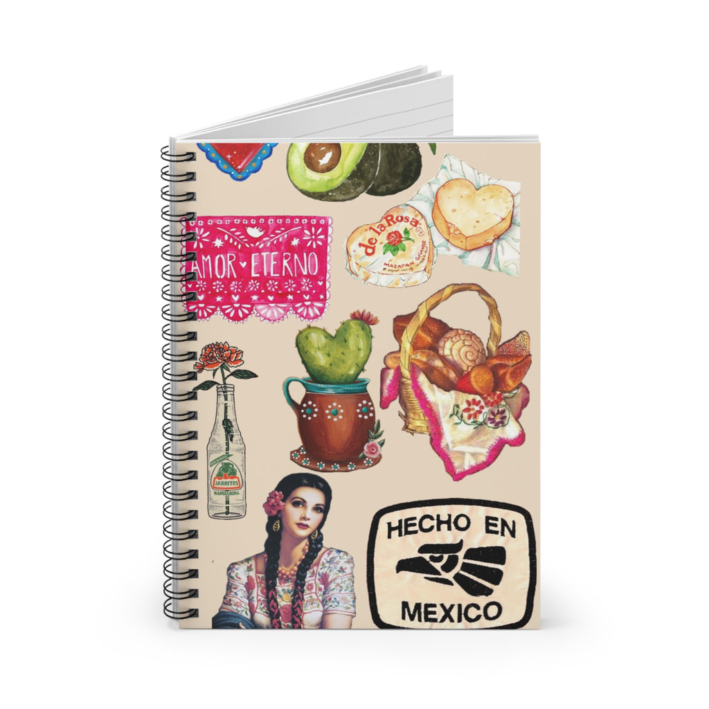 Mexican Folk Collage Spiral Notebook | Artist Sketchbook | Mexican Art Ruled Journal | Latina Gifts | Sketchbook