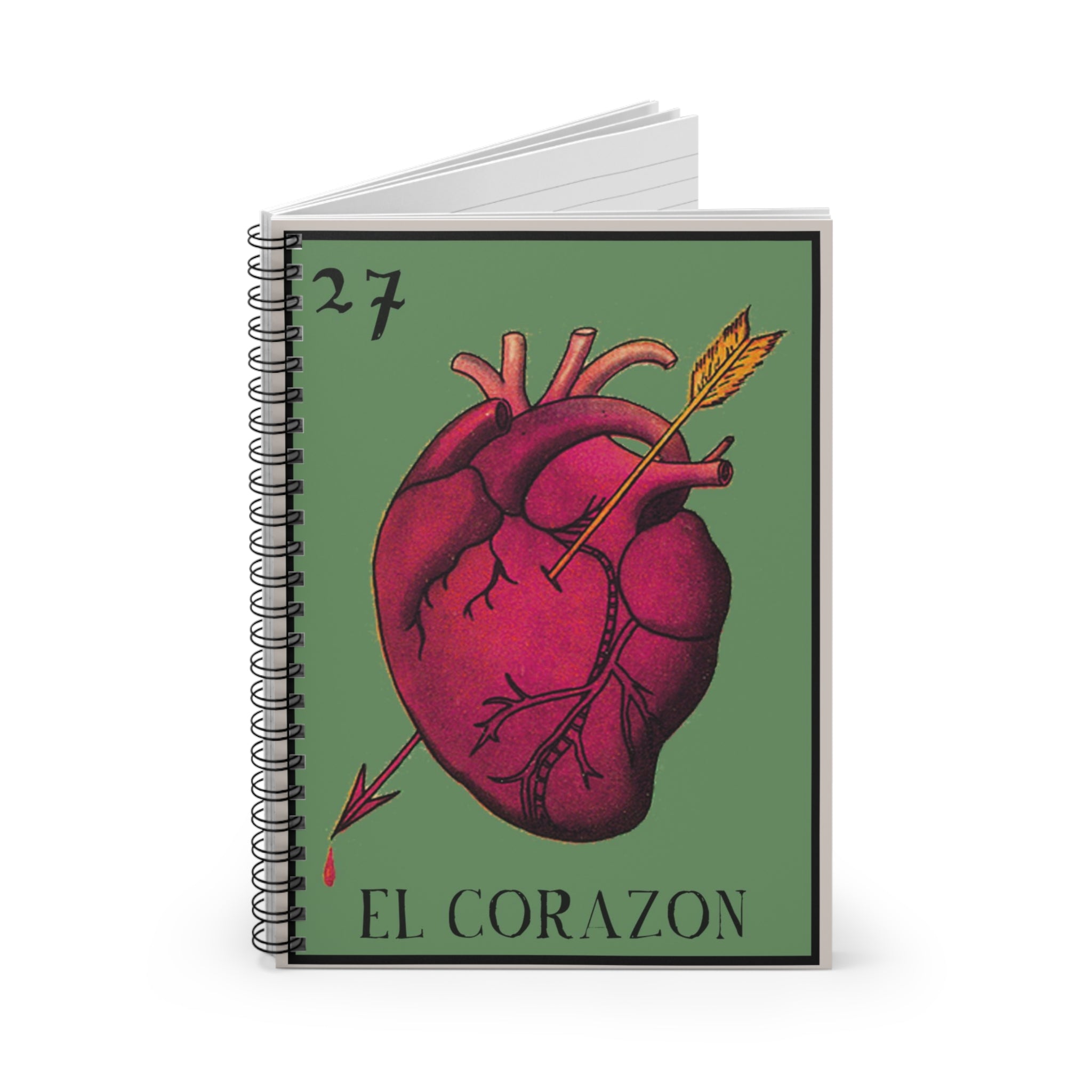 Vintage Loteria El Corazon anatomical heart notebook | Spiral ruled journal | Artist Sketchbook