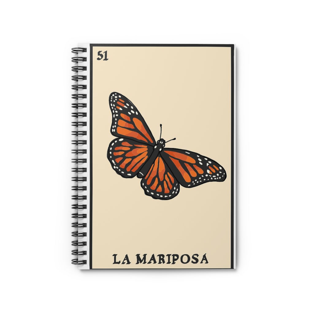 Vintage Loteria La Mariposa Monarch Butterfly Spiral Notebook | Vintage Ruled Journal | Artist Sketchbook