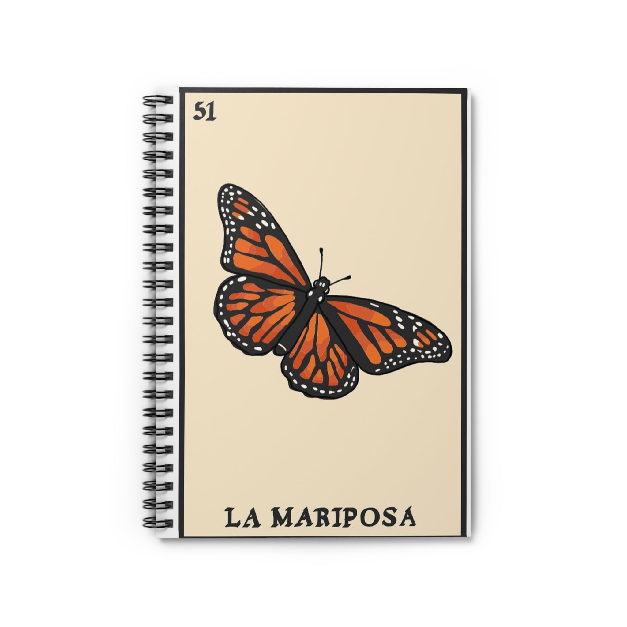 Vintage Loteria La Mariposa Monarch Butterfly Spiral Notebook | Vintage Ruled Journal | Artist Sketchbook