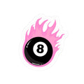 Eight ball pink fire Kiss-Cut Stickers | water bottle sticker, kindle sticker, laptop decal, luggage stickers, pink stickers