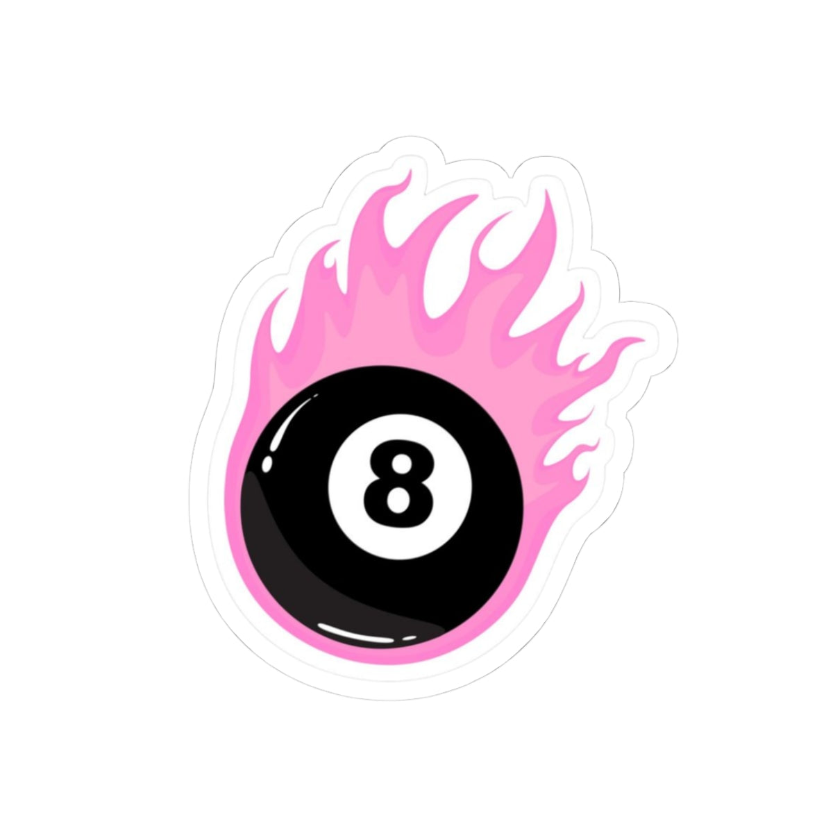 Eight ball pink fire Kiss-Cut Stickers | water bottle sticker, kindle sticker, laptop decal, luggage stickers, pink stickers