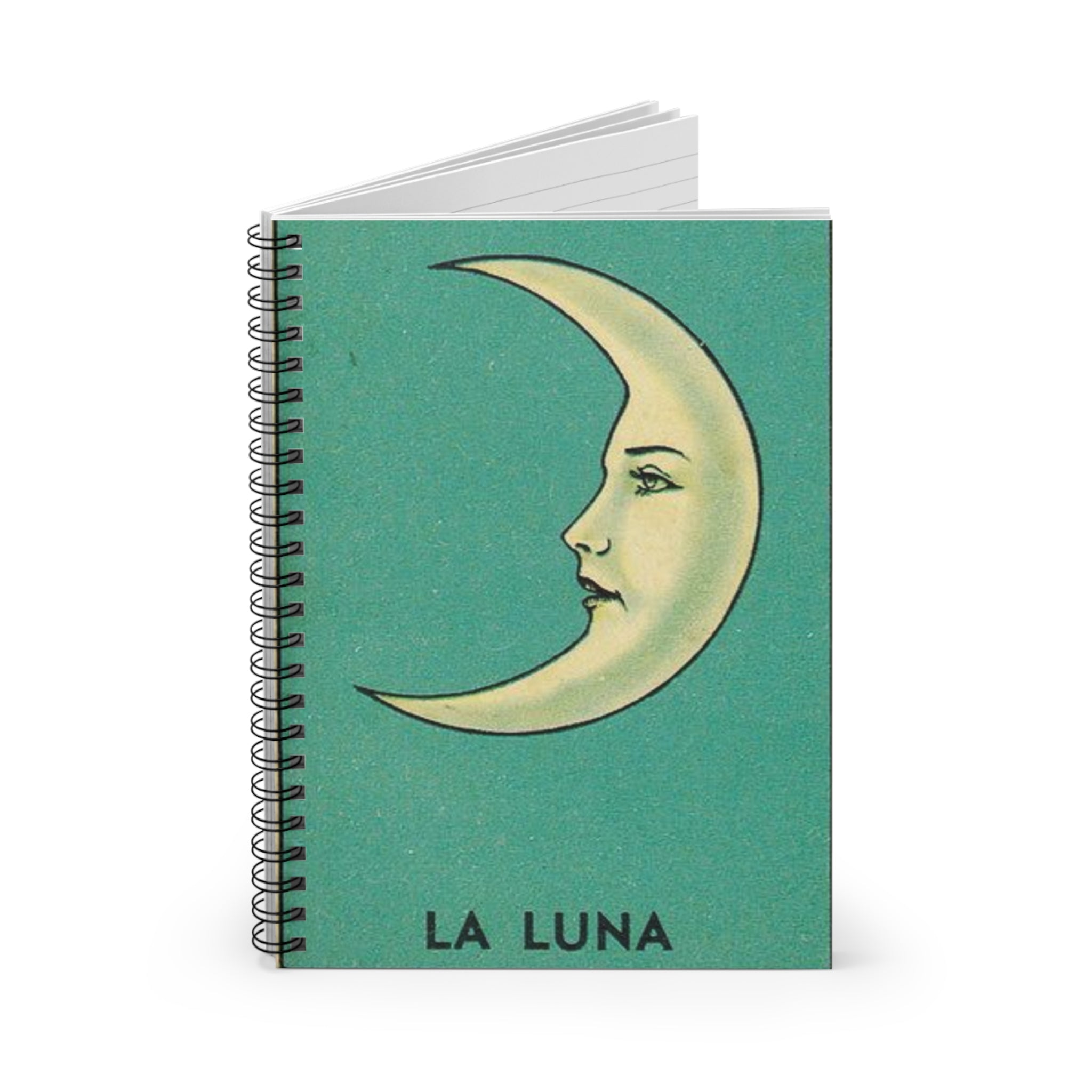 La Luna crescent moon Notebook | Spiral Ruled Journal, Vintage tarot moon art | Artist sketchbook | Artist gifts