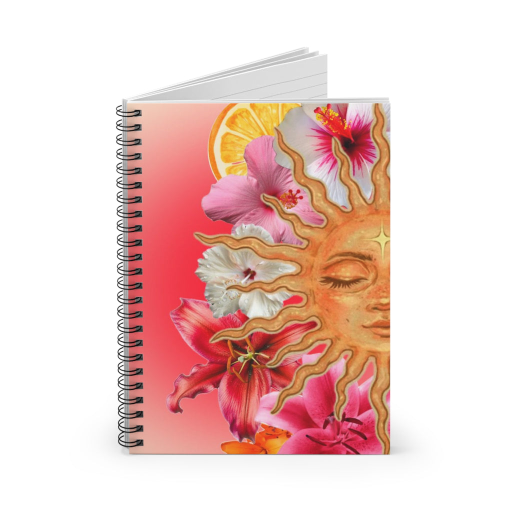 Sun and Tropical Flowers Spiral Notebook | Floral Sun Journal
