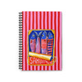 Sardines Illustration Spiral Notebook | Ruled Journal, Pink Stripes | Summer Journal | Vacation Journal | Aesthetic Notebook