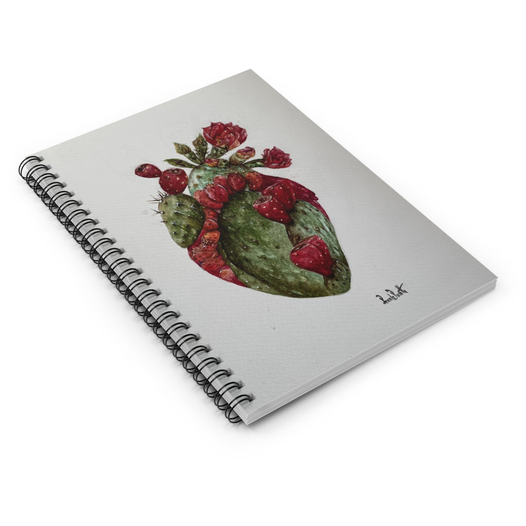 Cactus Heart Spiral Notebook | Ruled Spiral Notebook, Botanical Illustration | Boho | Latin Artist Sketchbook