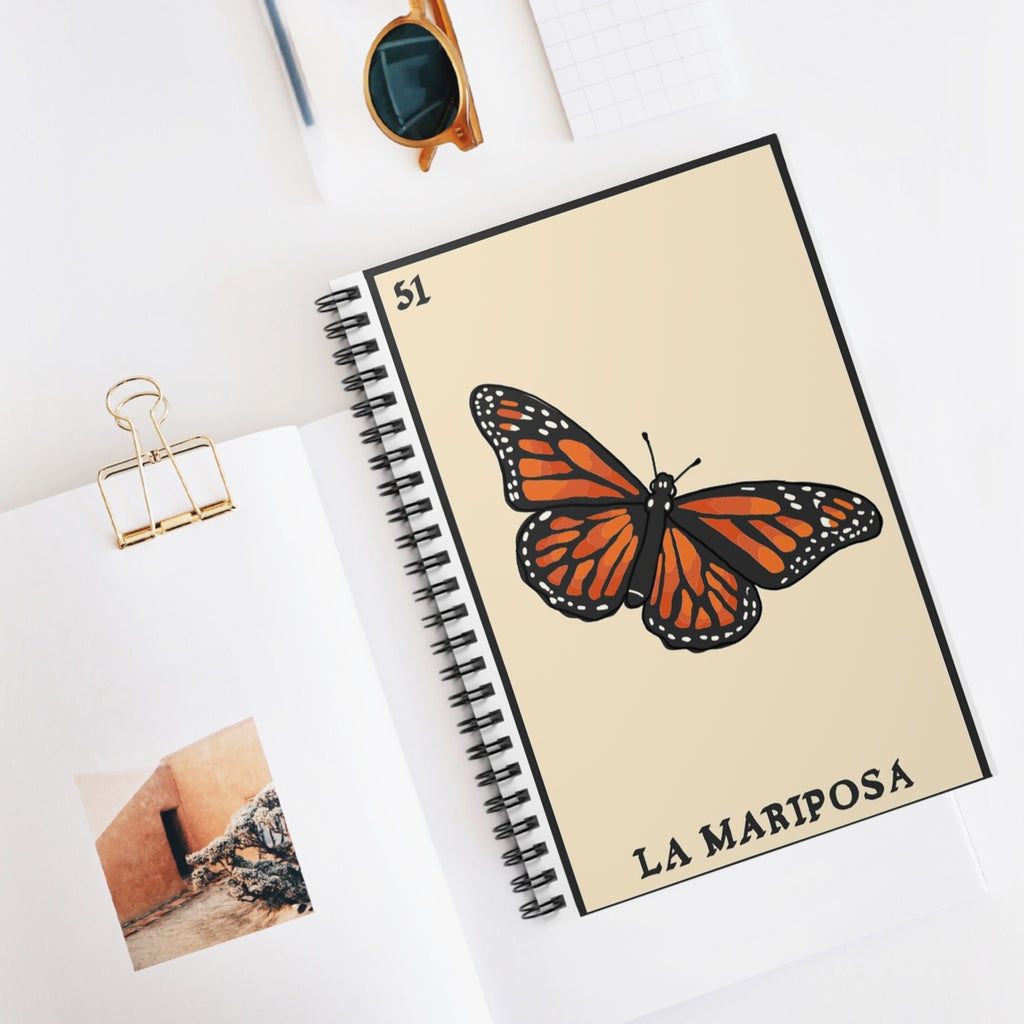 Vintage Loteria La Mariposa Monarch Butterfly Spiral Notebook | Vintage Ruled Journal | Artist Sketchbook