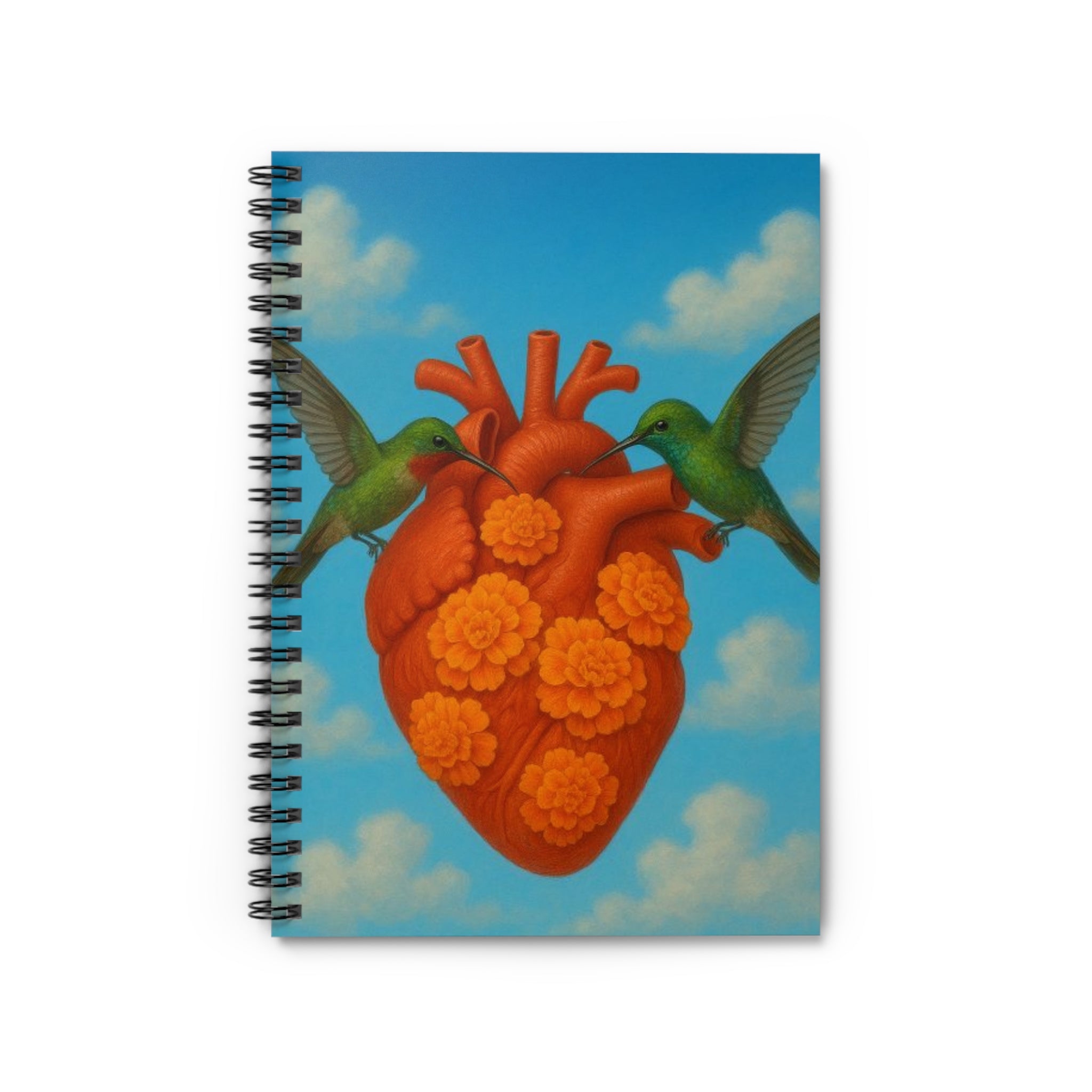 Floral Heart with Hummingbirds Spiral Notebook | Hummingbird Notebook | Vintage bird notebook | Artist notebook