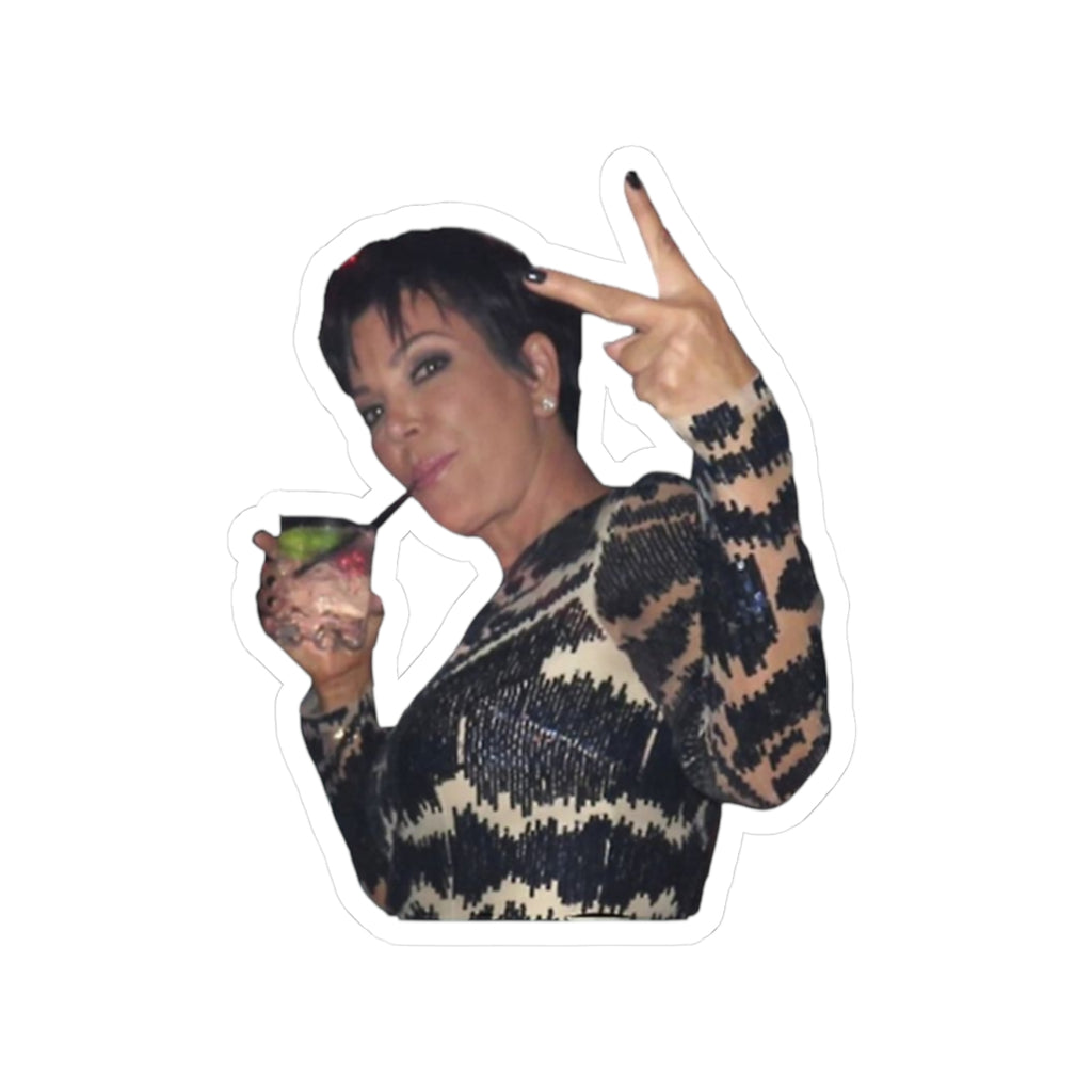 Kris with Drink Kiss-Cut Sticker | water bottle sticker, kindle sticker, laptop decal, luggage sticker, trendy stickers, Mexican stickers