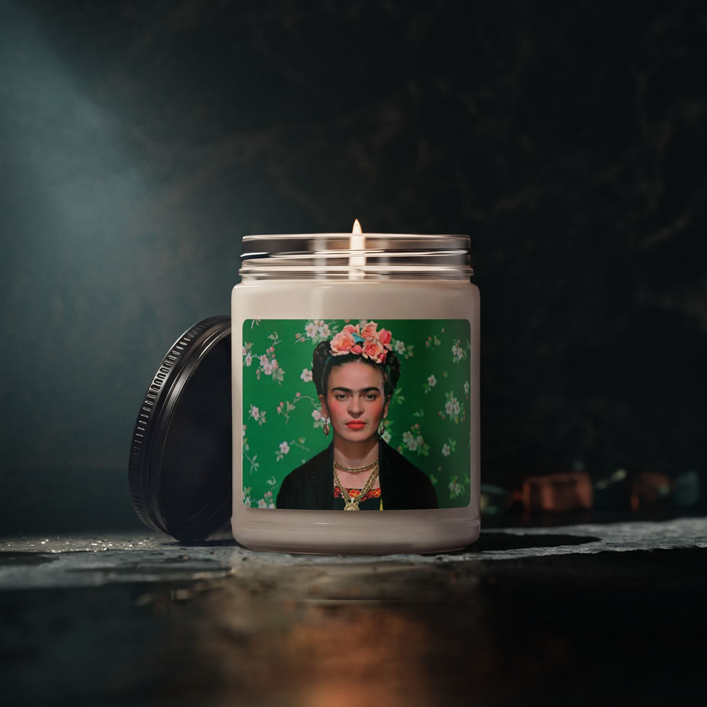 Frida Kahlo Floral Crown Portrait Candle | Authentic Frida Kahlo Organic Soy Candle | Latina Gifts | Mexican Candle | Mexican Gifts
