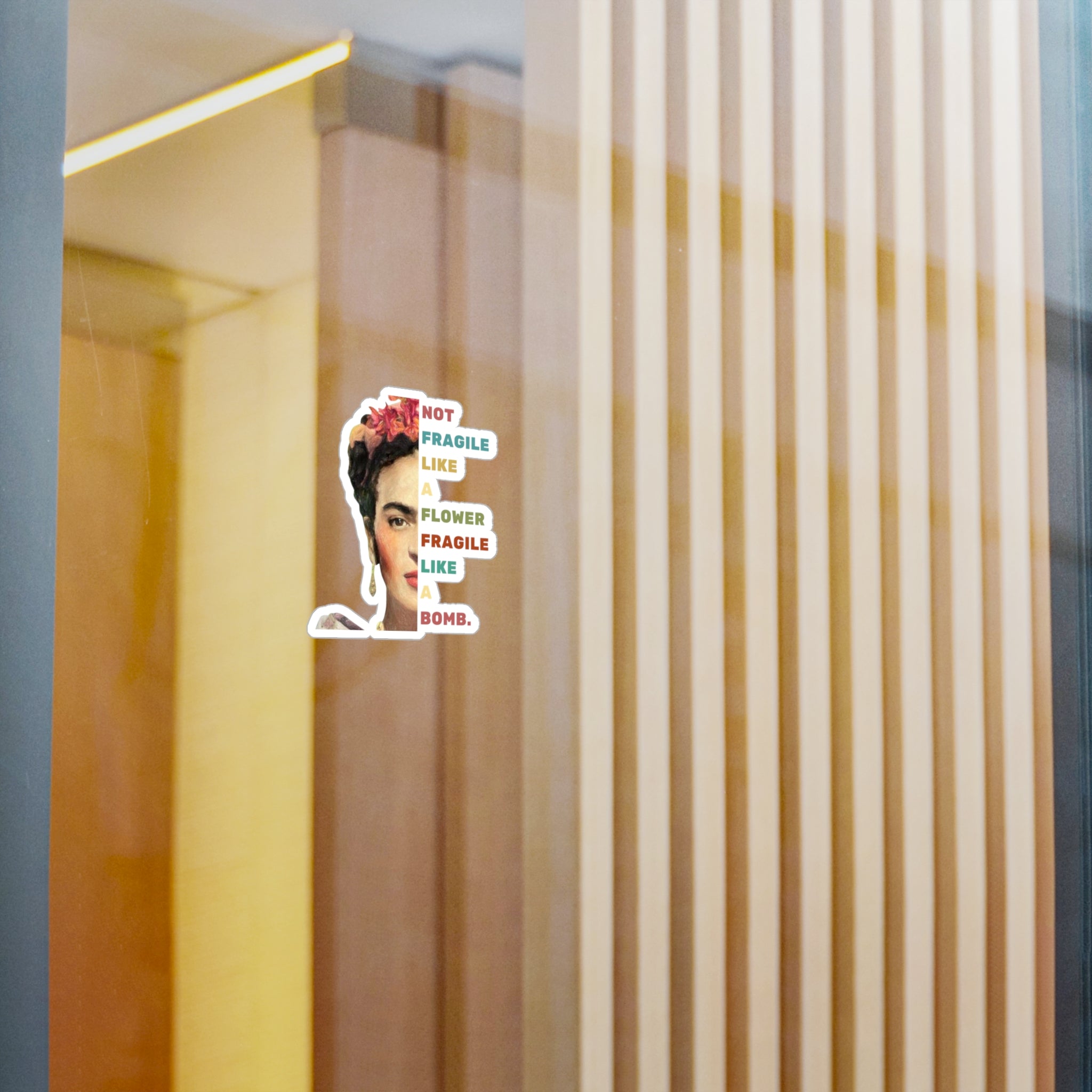 Frida Kahlo portrait "Not fragile like a flower" Kiss-Cut Vinyl Decal | Mexican Art Gifts | Feminist Art Gifts | Hipster Gifts