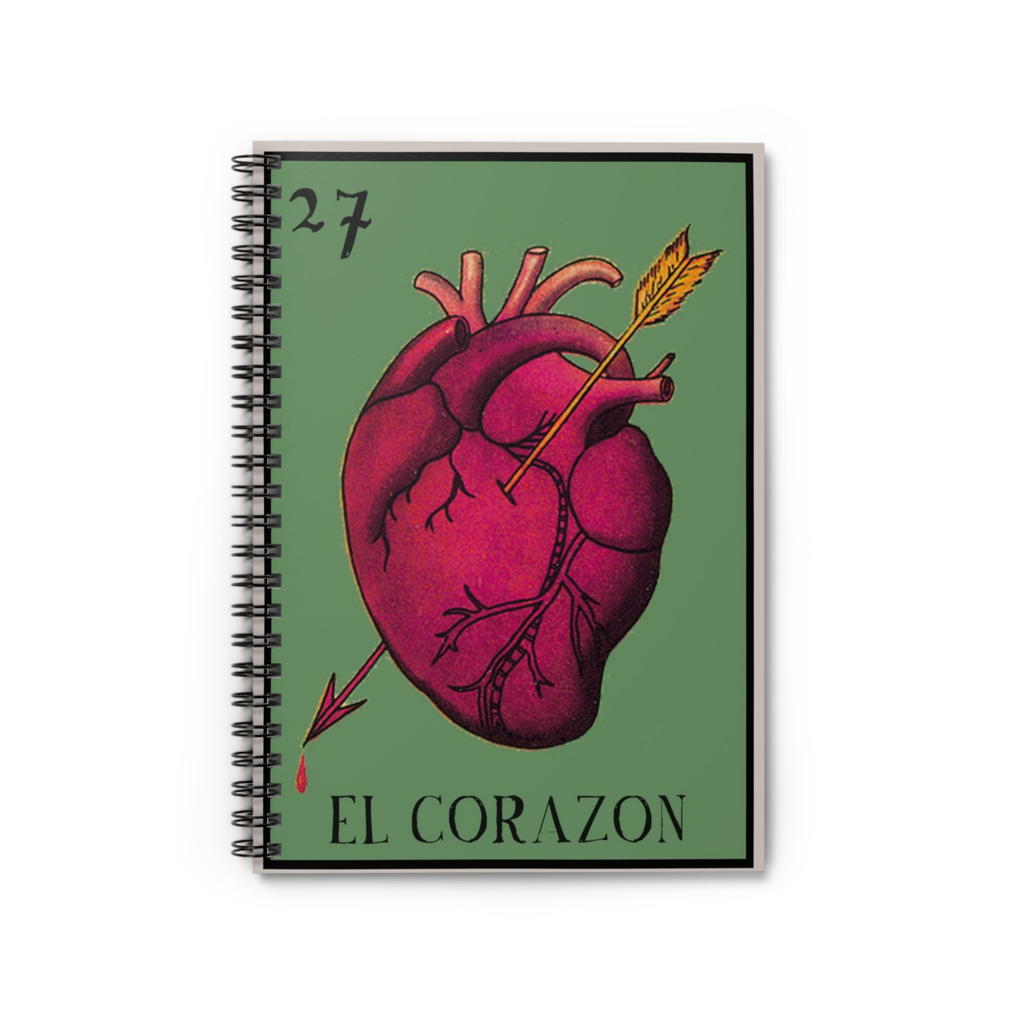 Vintage Loteria El Corazon anatomical heart notebook | Spiral ruled journal | Artist Sketchbook